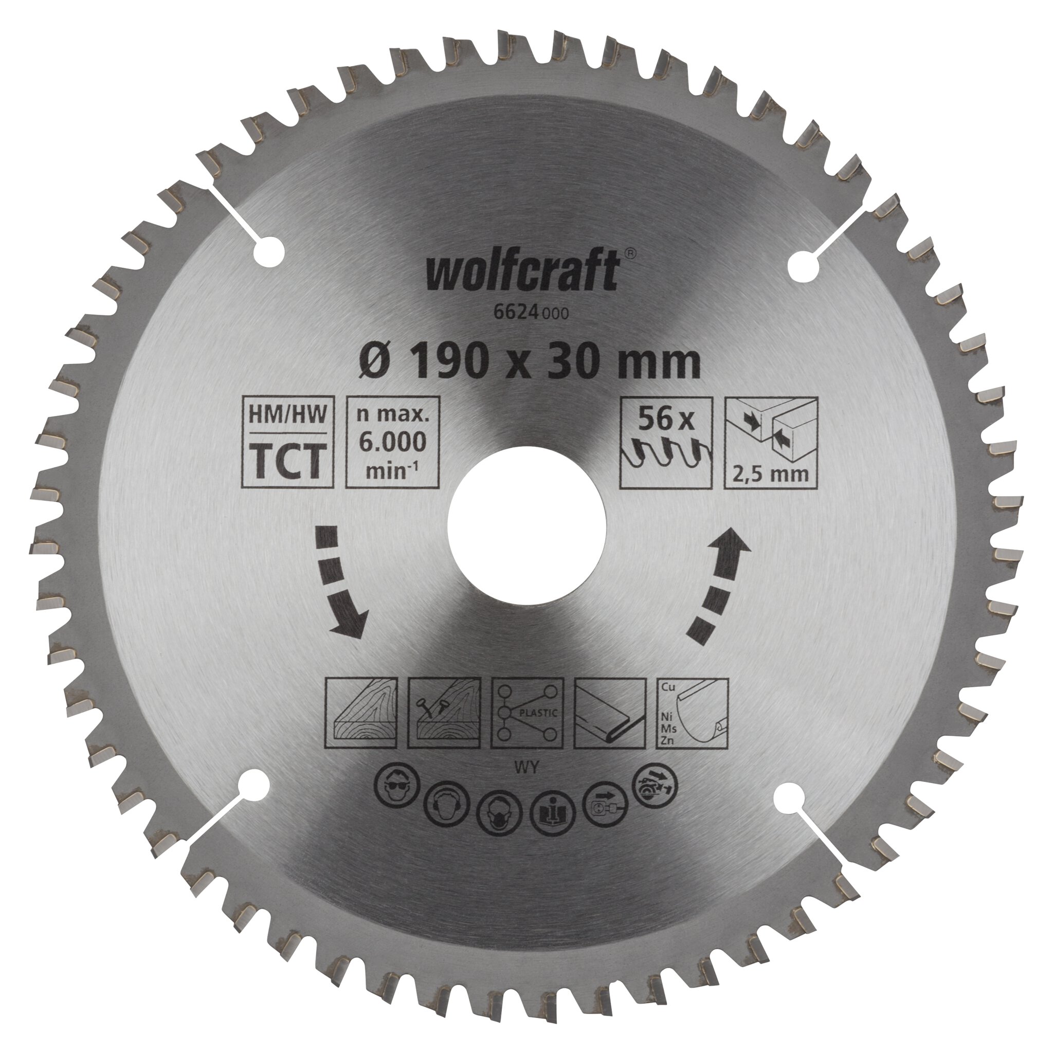 1 disco de sierra circular CT, 56 dientes ø190x30 mm
