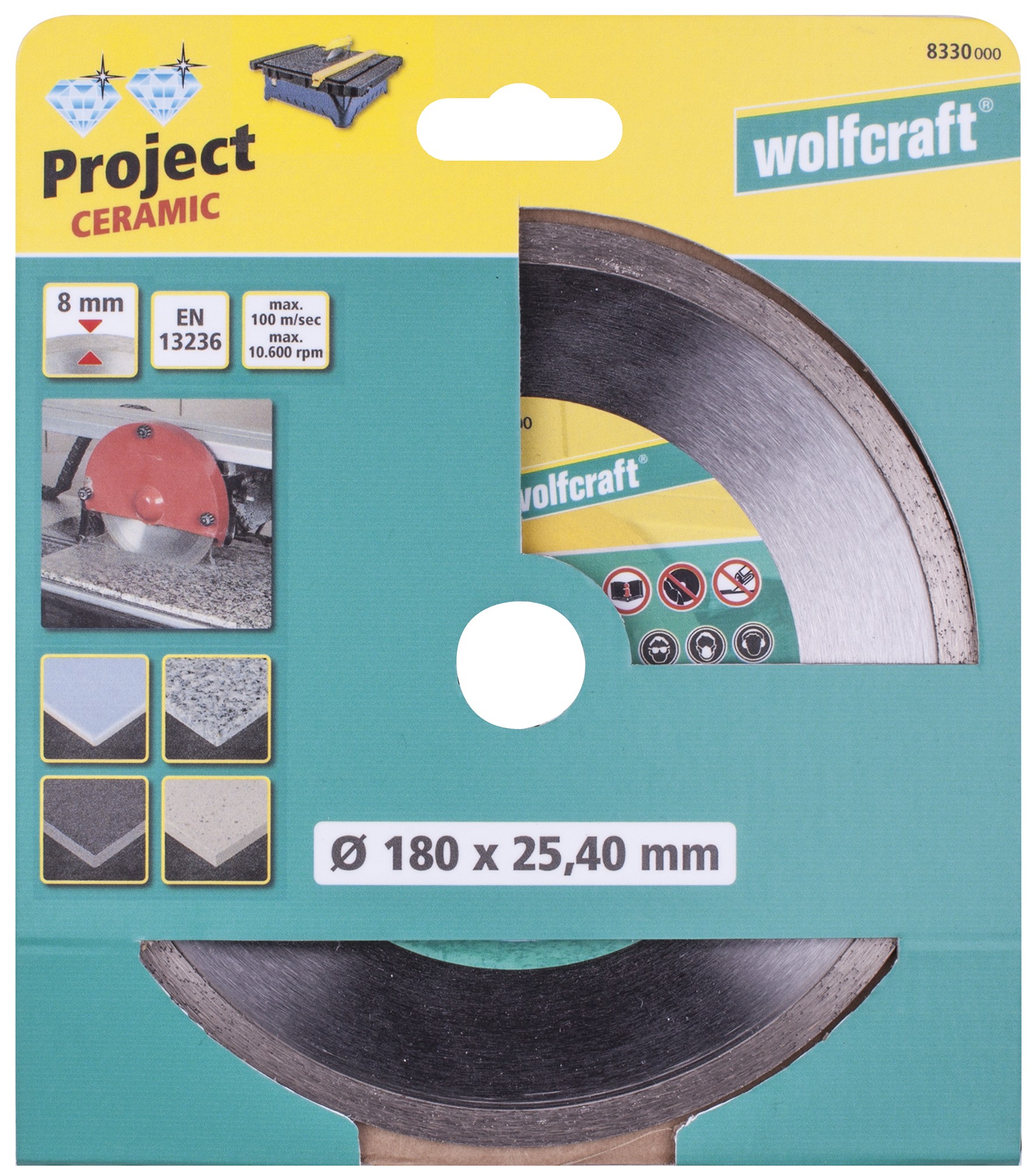 1 disco de corte de diamante Pro Ceramic ø 180 mm