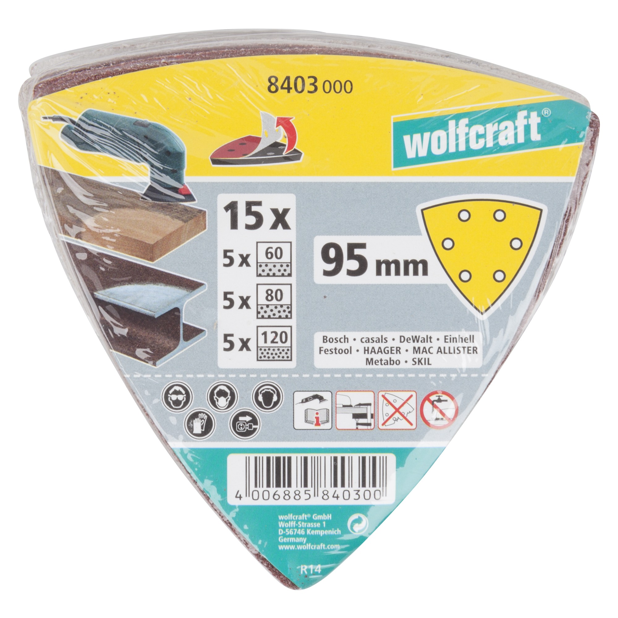 1 juego de hojas abrasivas adhesivas de 15 piezas Delta, 95 mm