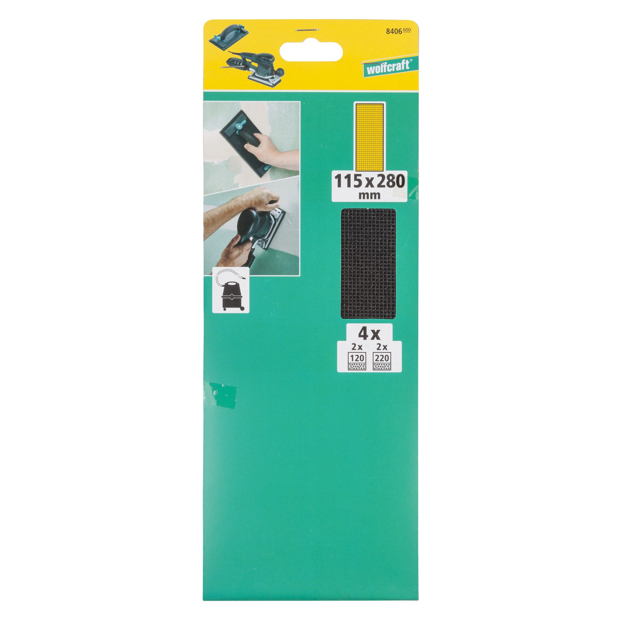 4 tejidos de rejilla, grano 120, 220, 115 x 280 mm, SiC