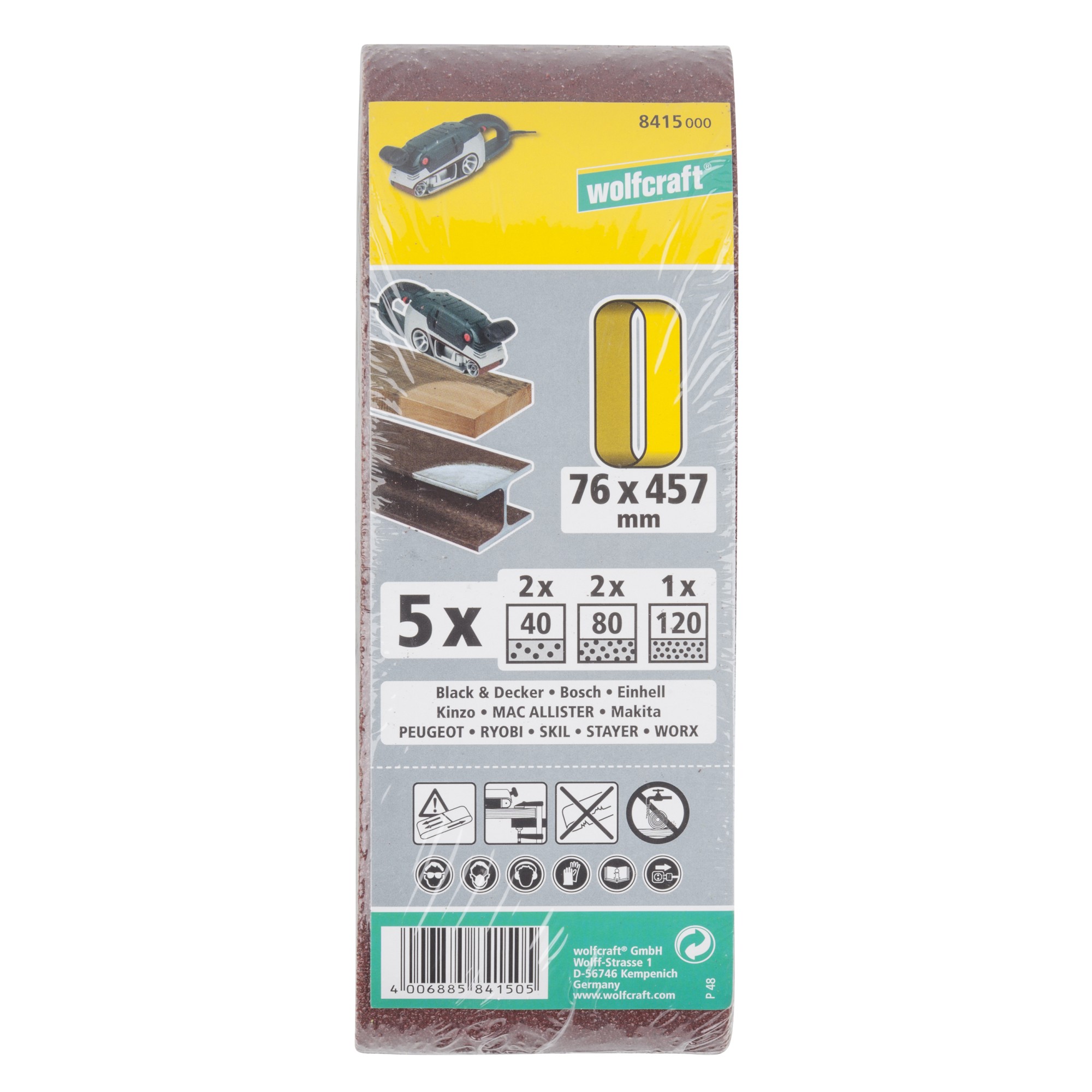 1 juego de lijas de banda de 5 piezas, 76 x 457