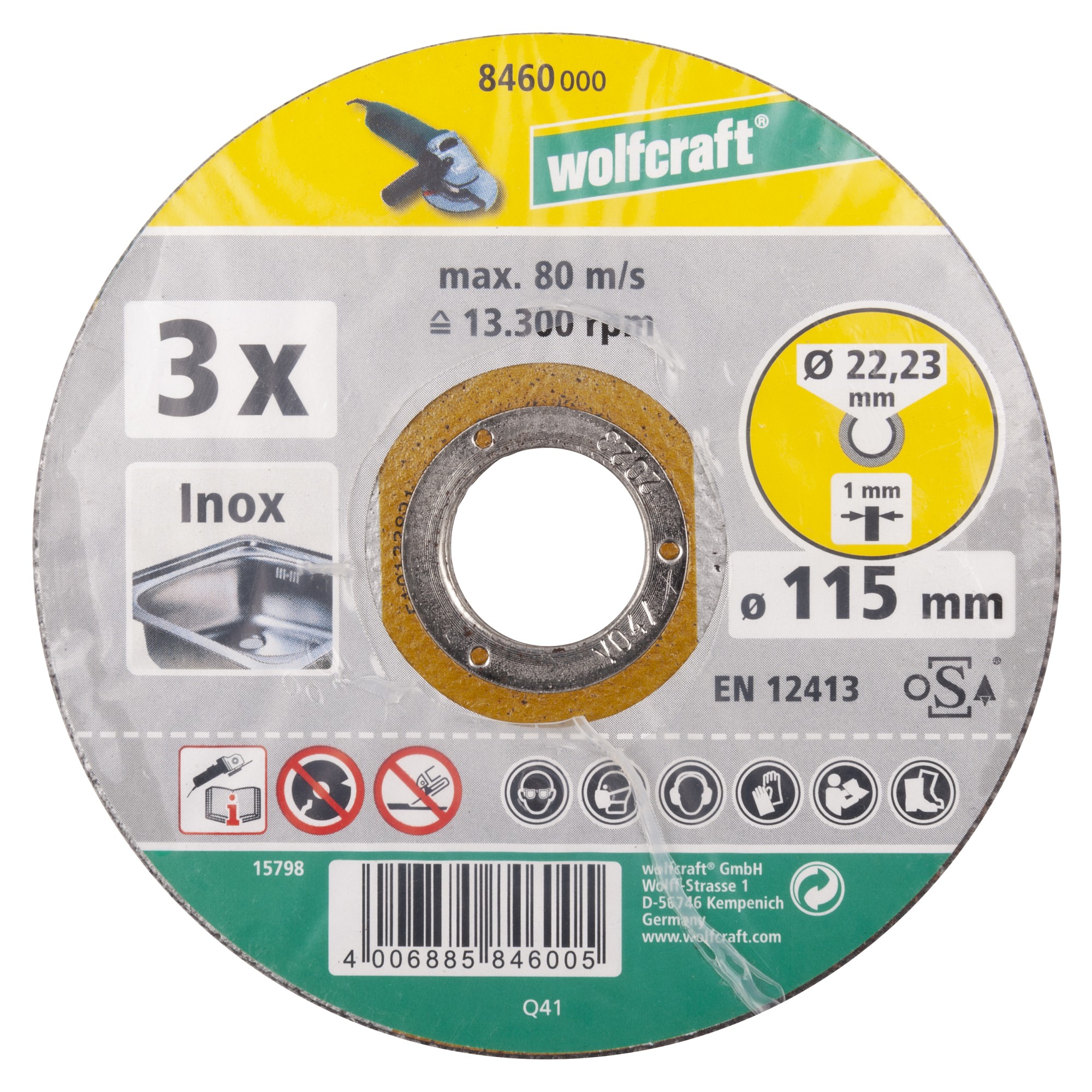 3 discos para cortar acero inox ø 115x1,2x22,2 mm