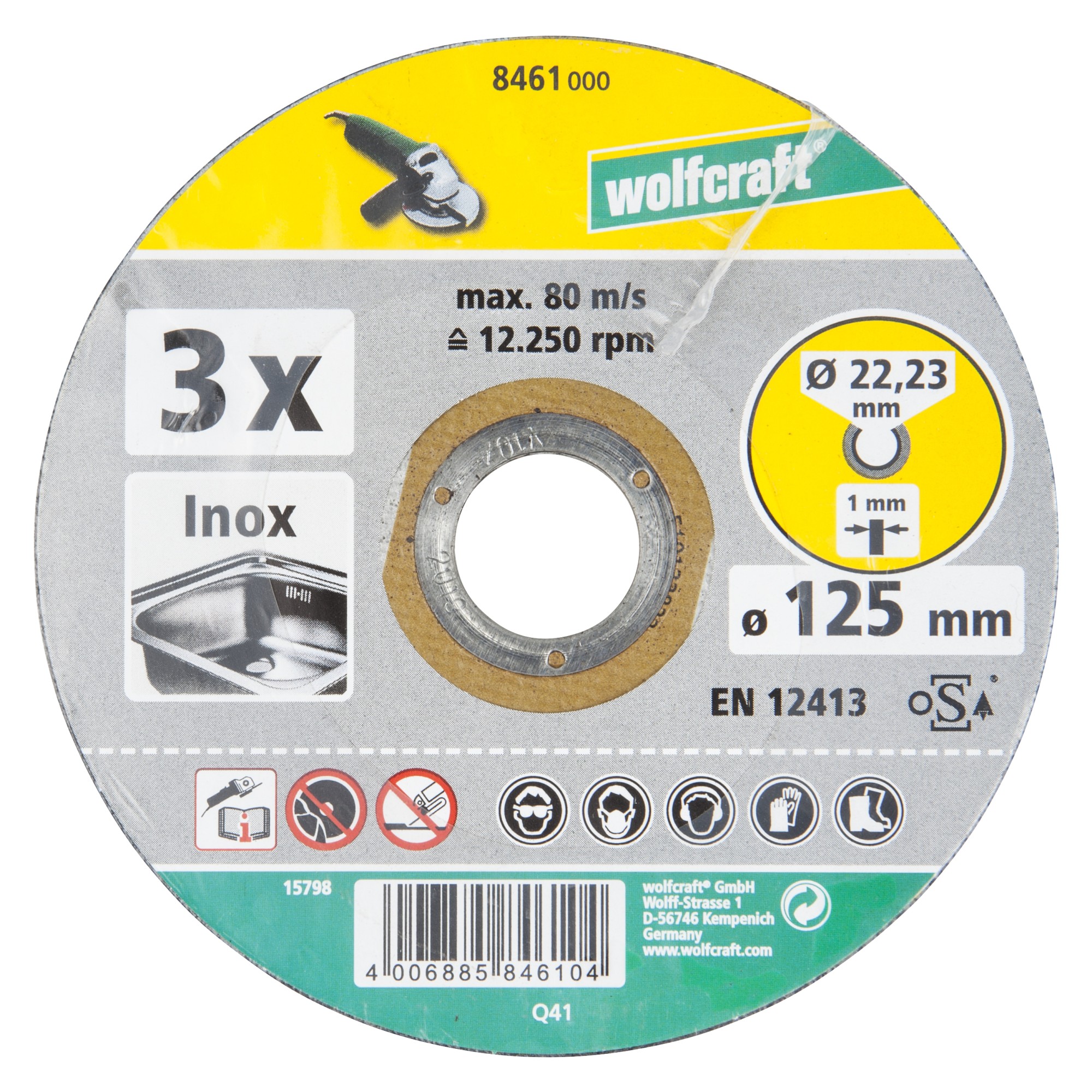 3 discos para cortar acero inox ø 125x1,2x22,2 mm