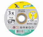 3 discos para cortar acero inox ø 125x1,2x22,2 mm