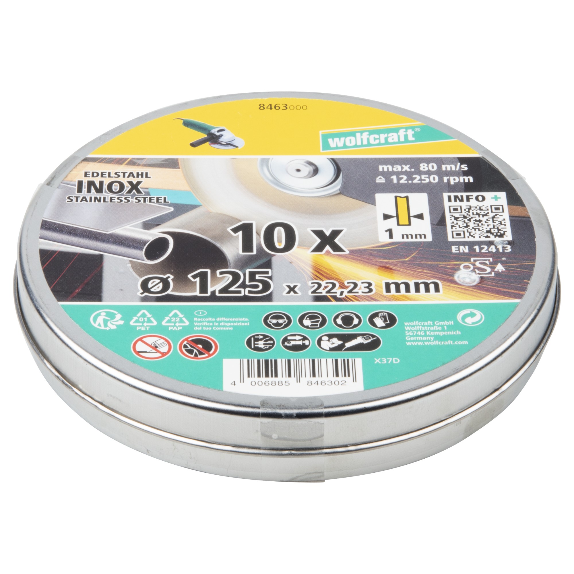 10 discos de corte para acero inoxidable, extrafinos, Ø 125 mm