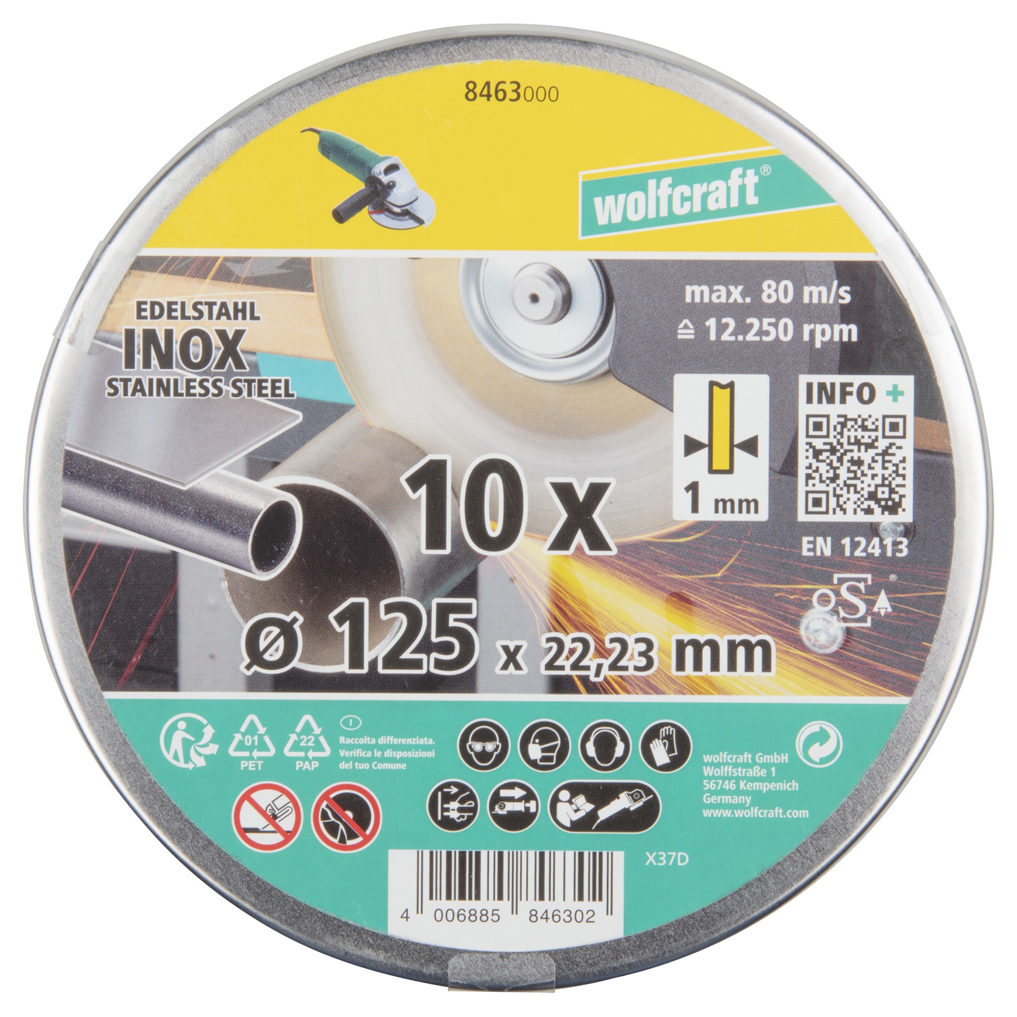 10 discos de corte para acero inoxidable, extrafinos, Ø 125 mm