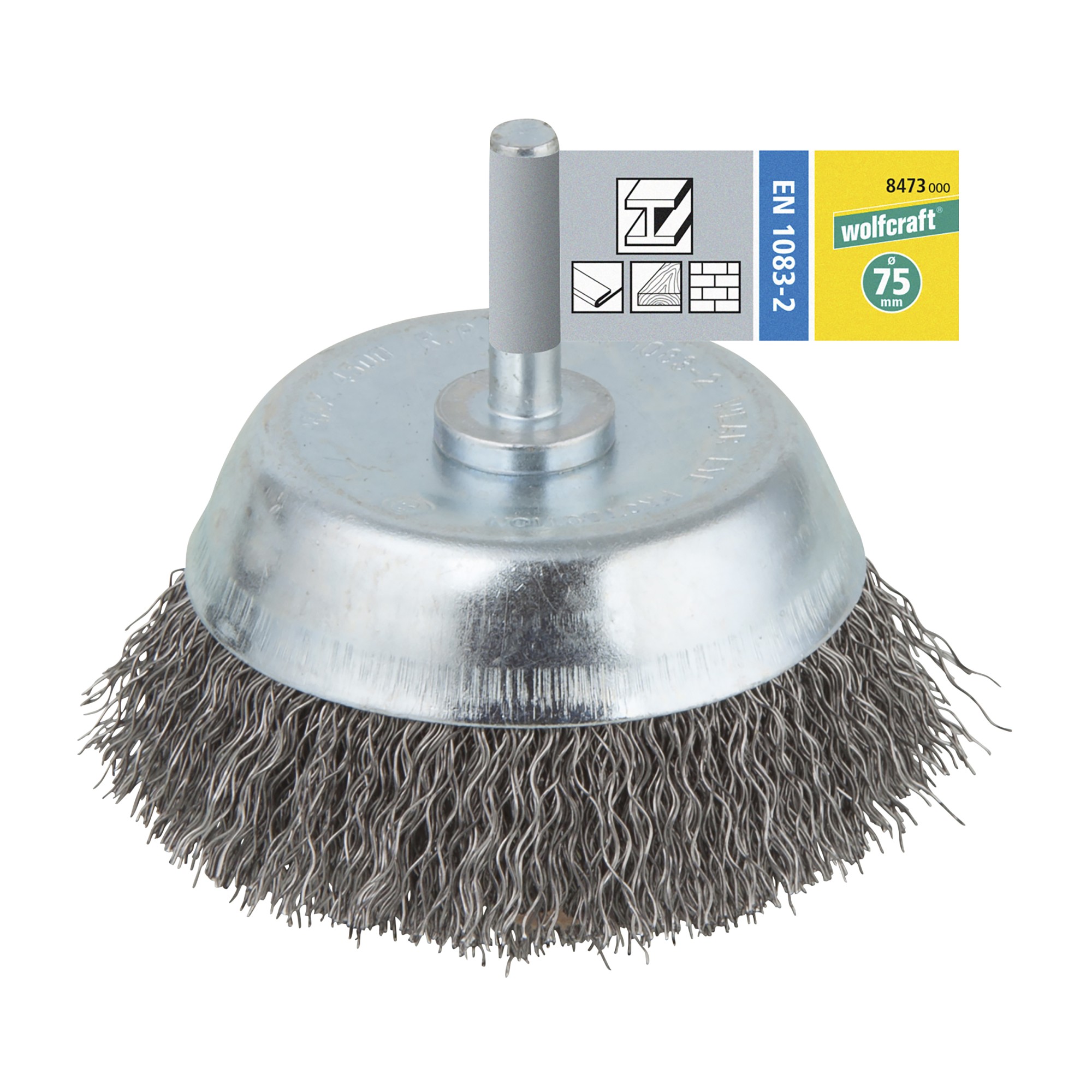 1 cepillo de copa de alambre de acero, vást. 6 mm, Ø 75 mm