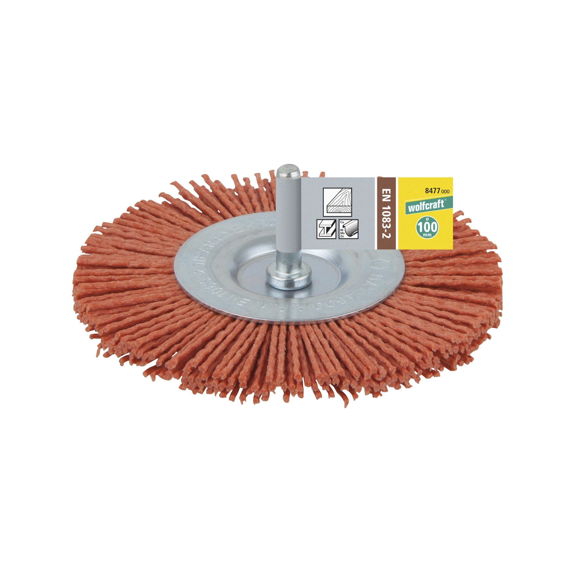 1 cepillo de disco de alambre de nylon vást. 6 mm Ø 100 x 8 mm