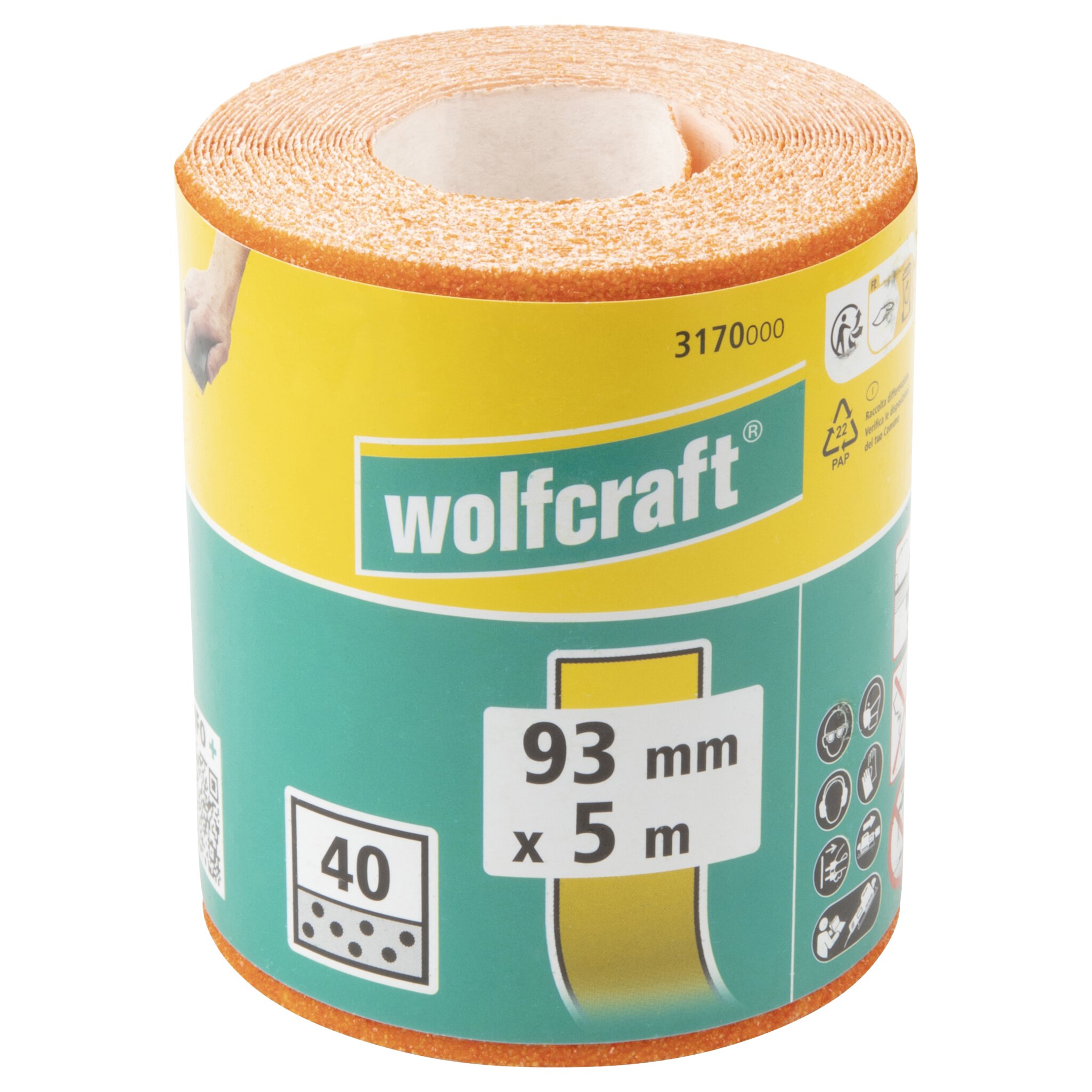 1 rollo de papel abrasivo de grano Grano 40, 5 m x 93 mm