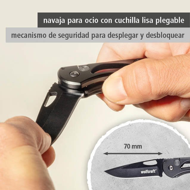 1 navaja plegable con cuchilla de filo liso de 70 mm