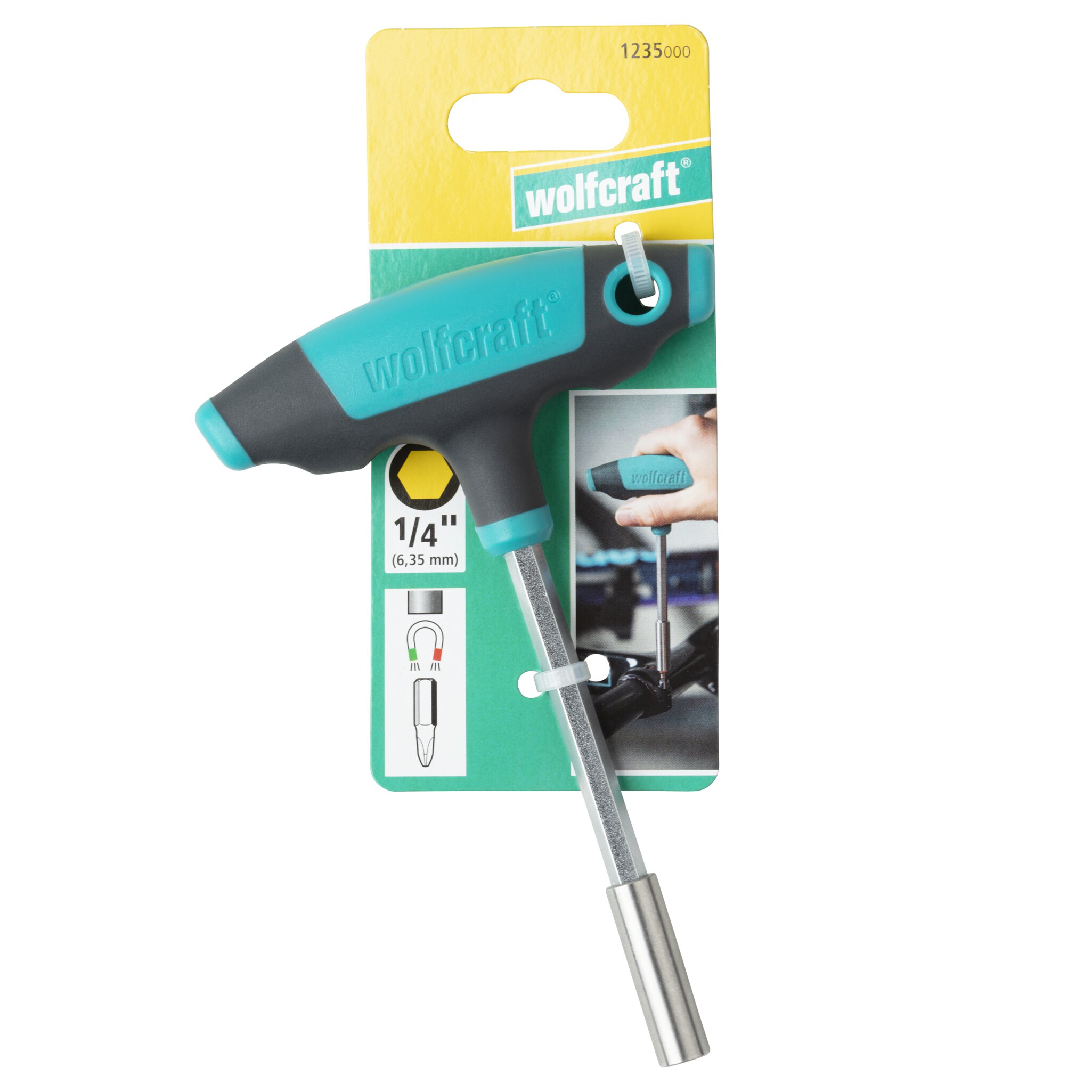 1 atornillador manual en T con racor para puntas 152 mm