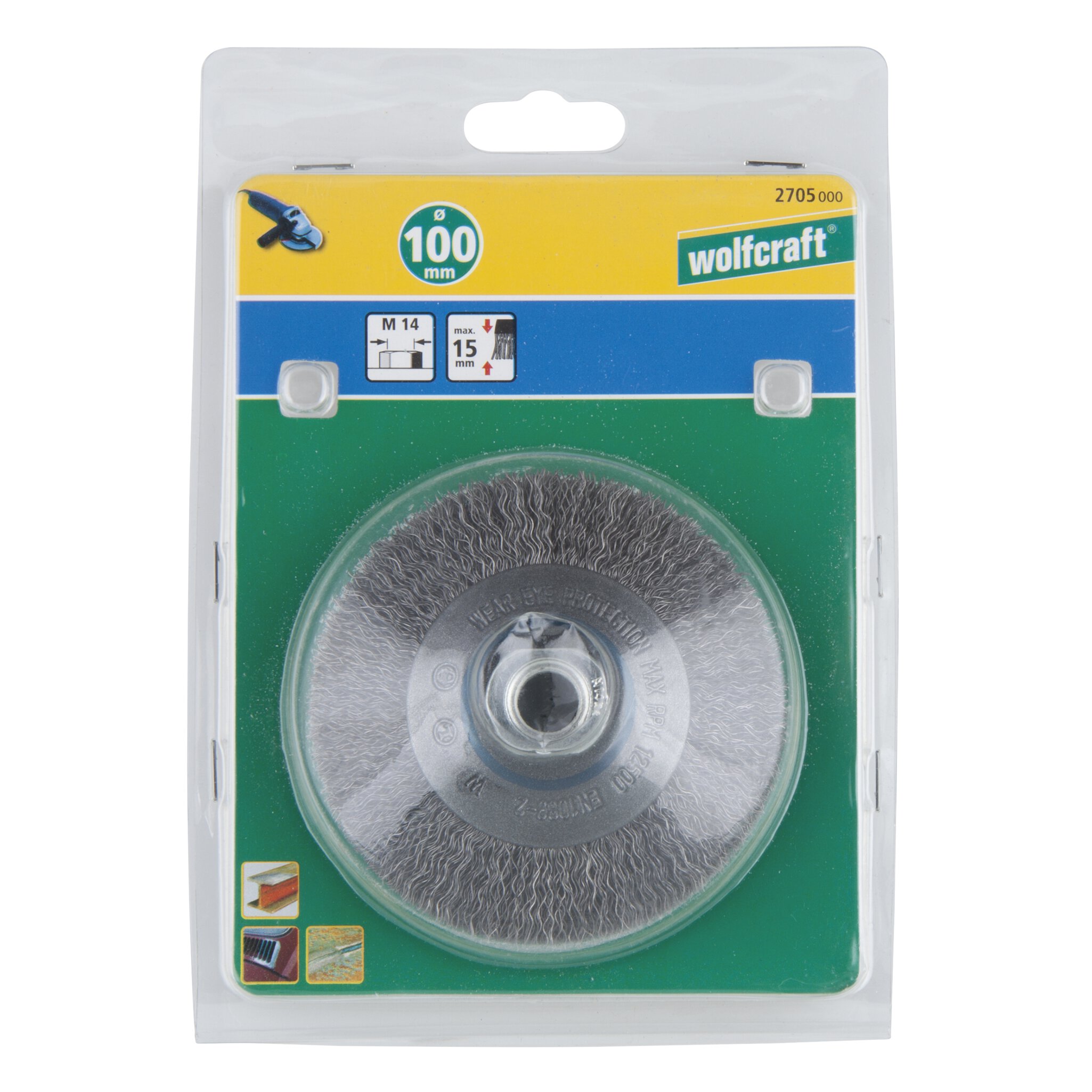 1 cepillo cónico de alambre de acero WS M14 ø100 mm