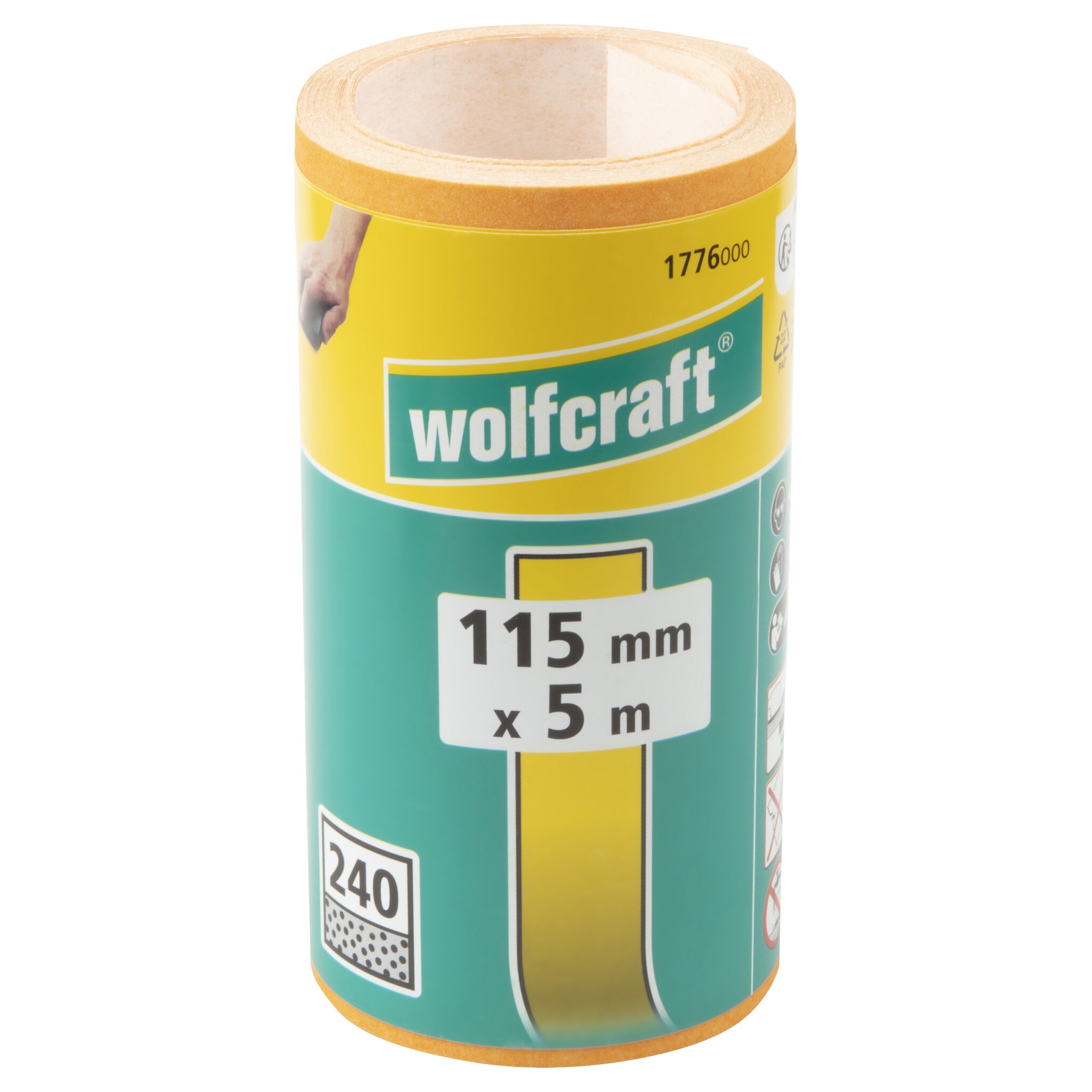 1 rollo de papel abrasivo de grano Grano 240, 5 m x 115 mm