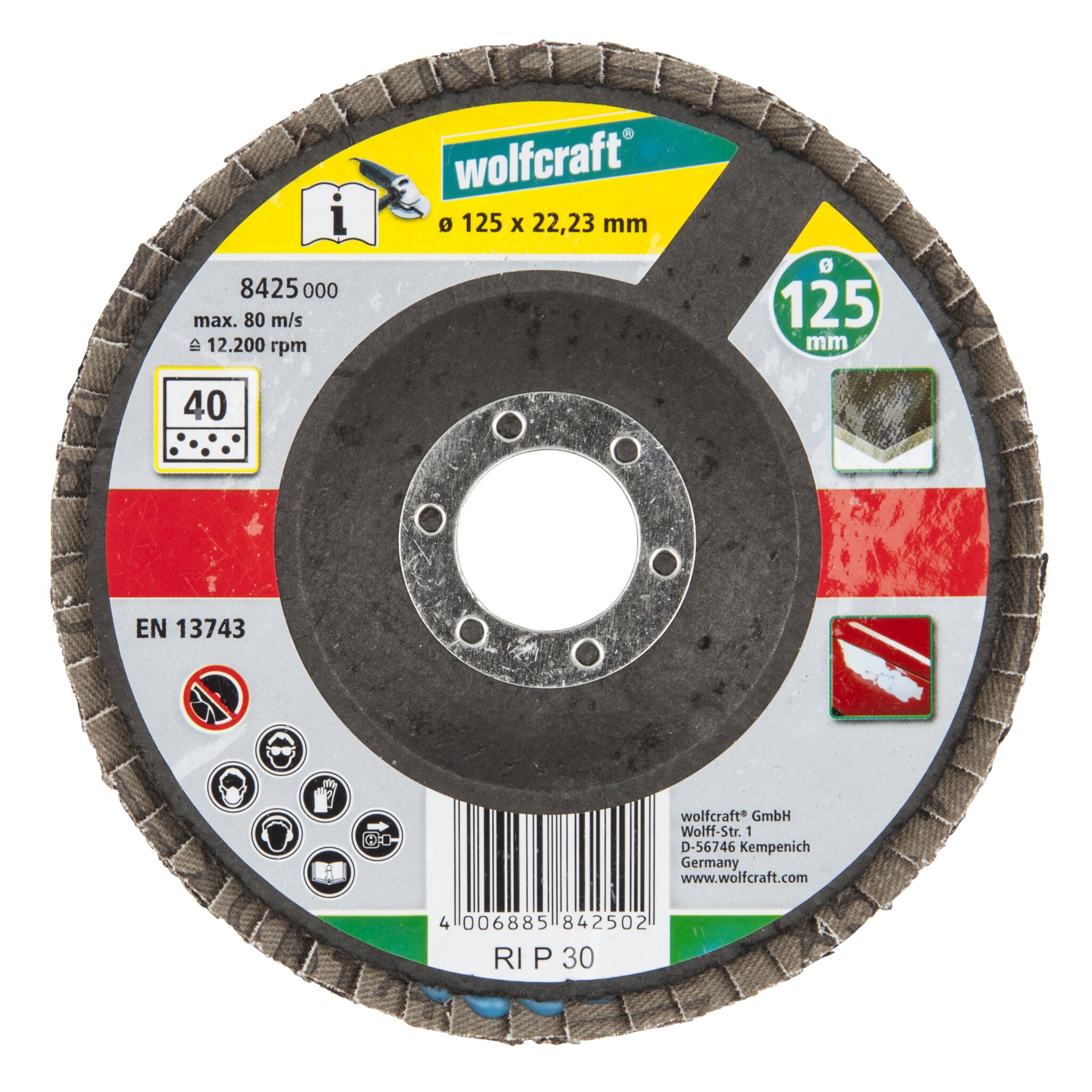 1 disco de láminas abrasivo para amoladora angular grano 40 Ø125mm