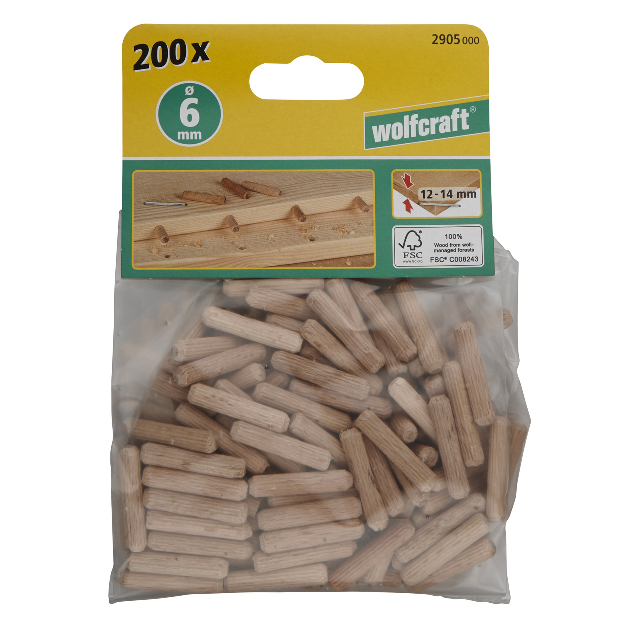 200 espigas corrugadas de haya de ø6x30mm
