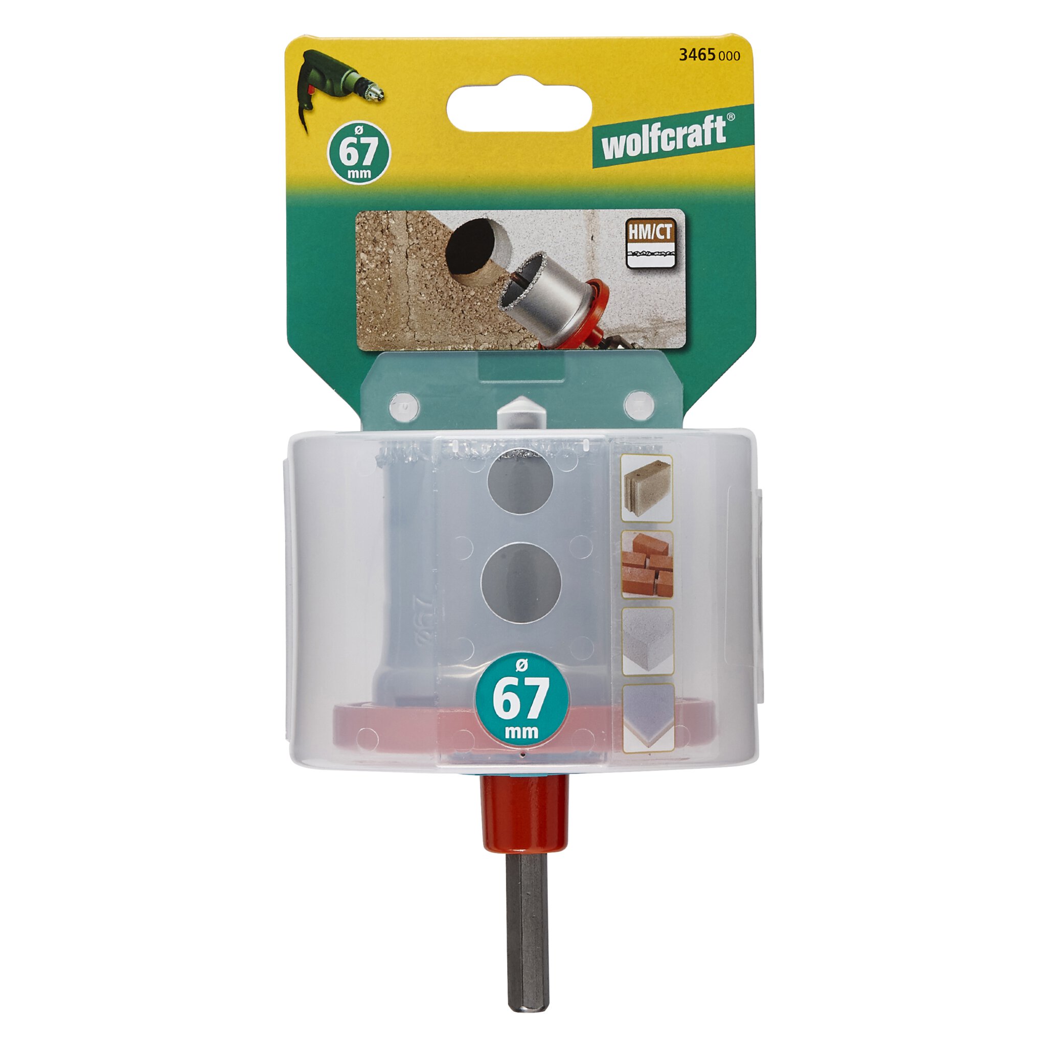 1 sierra de corona de perforación recubierta de carburo de tungsteno ø 67 mm