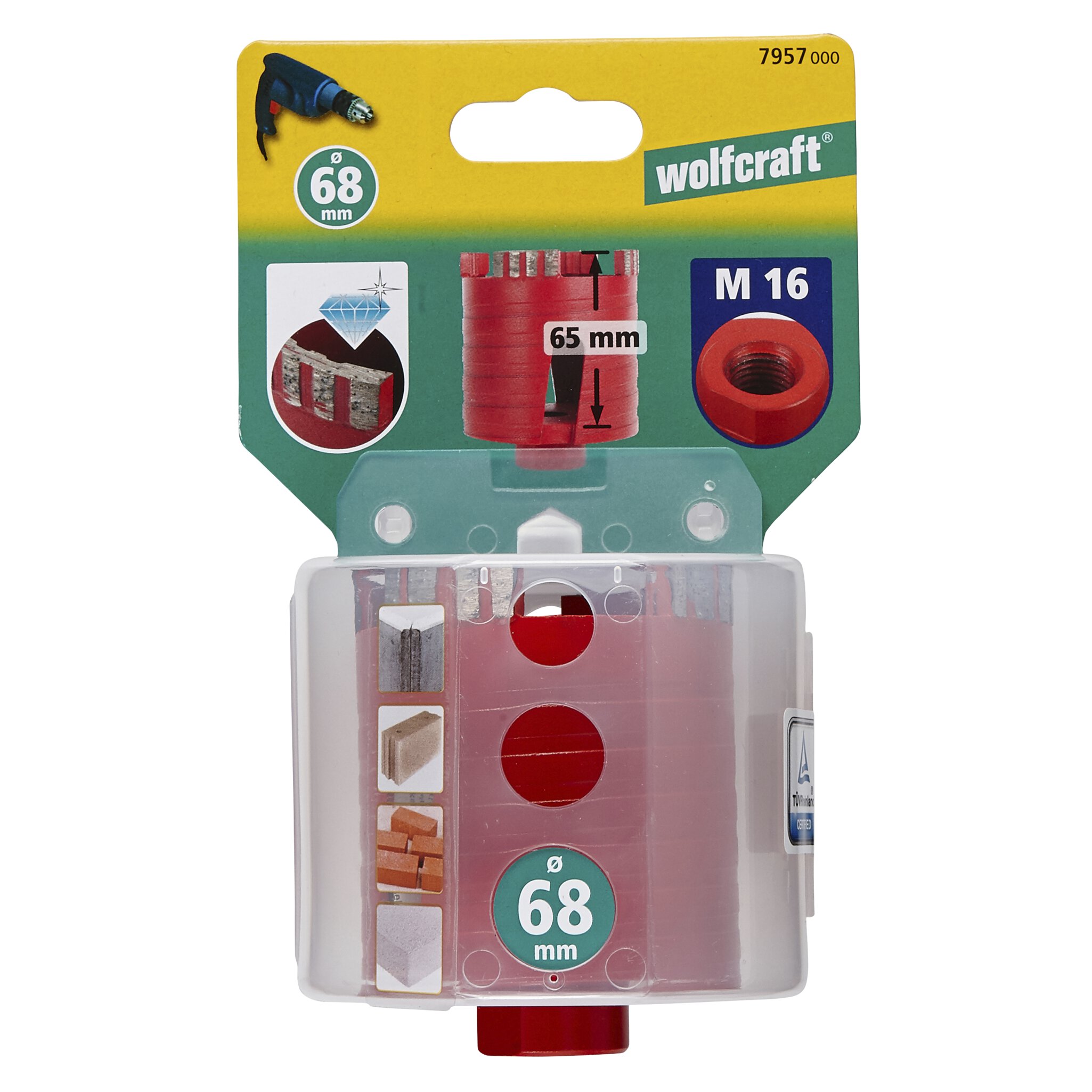1 corona de perforación con dentado de diamante ø 68 mm