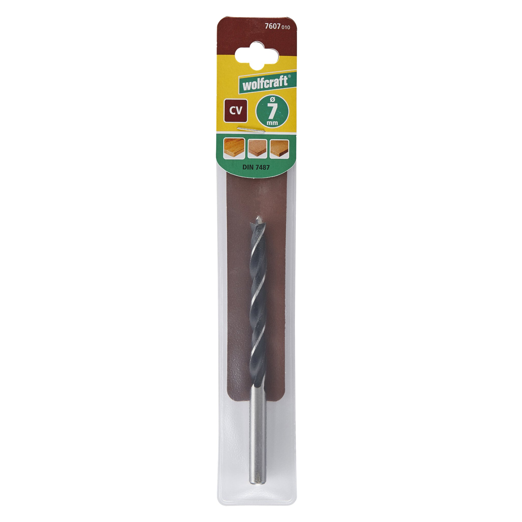 1 broca espiral para madera CV, Ø 7 x 109 mm