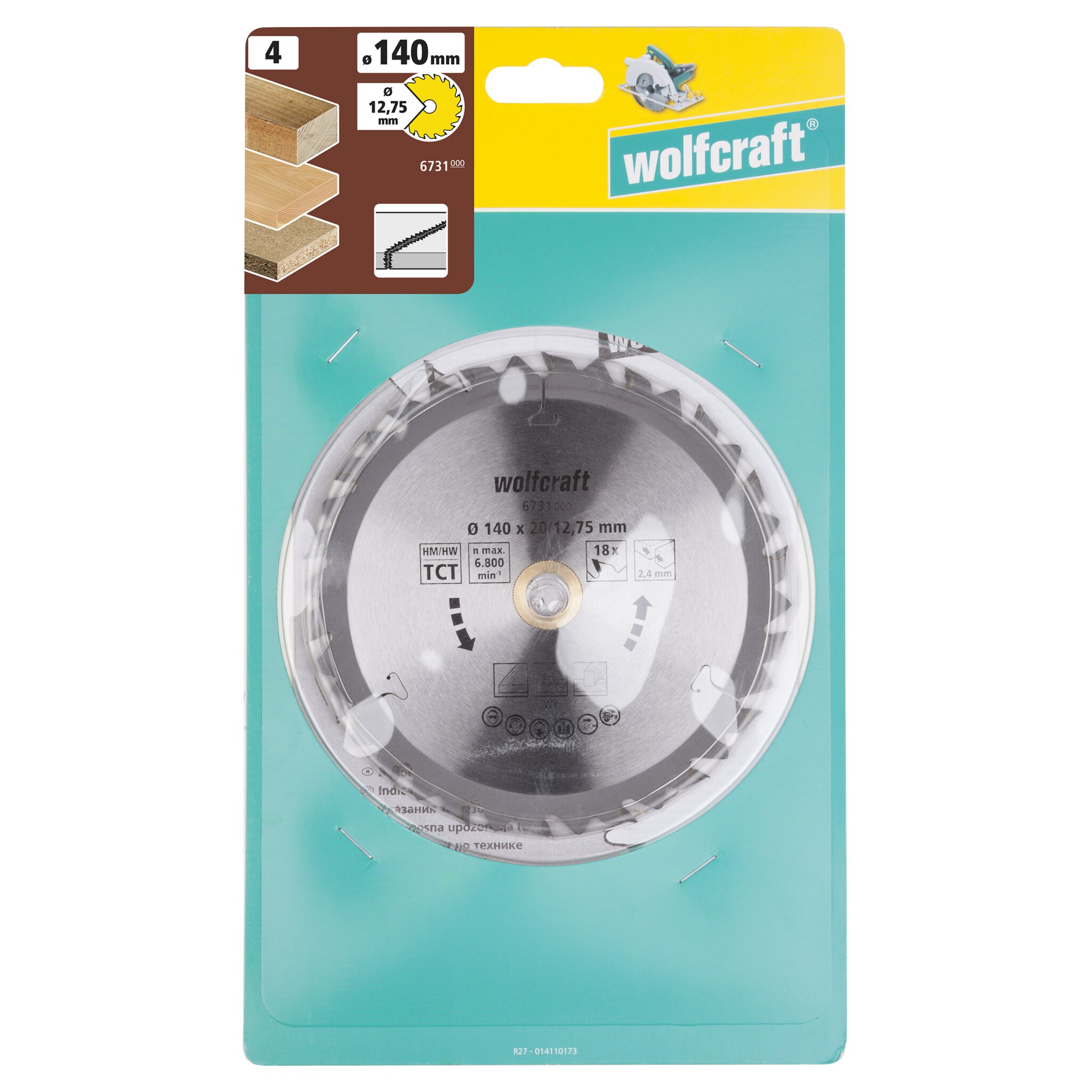 1 disco de sierra circular CT, 18 dientes ø140 mm