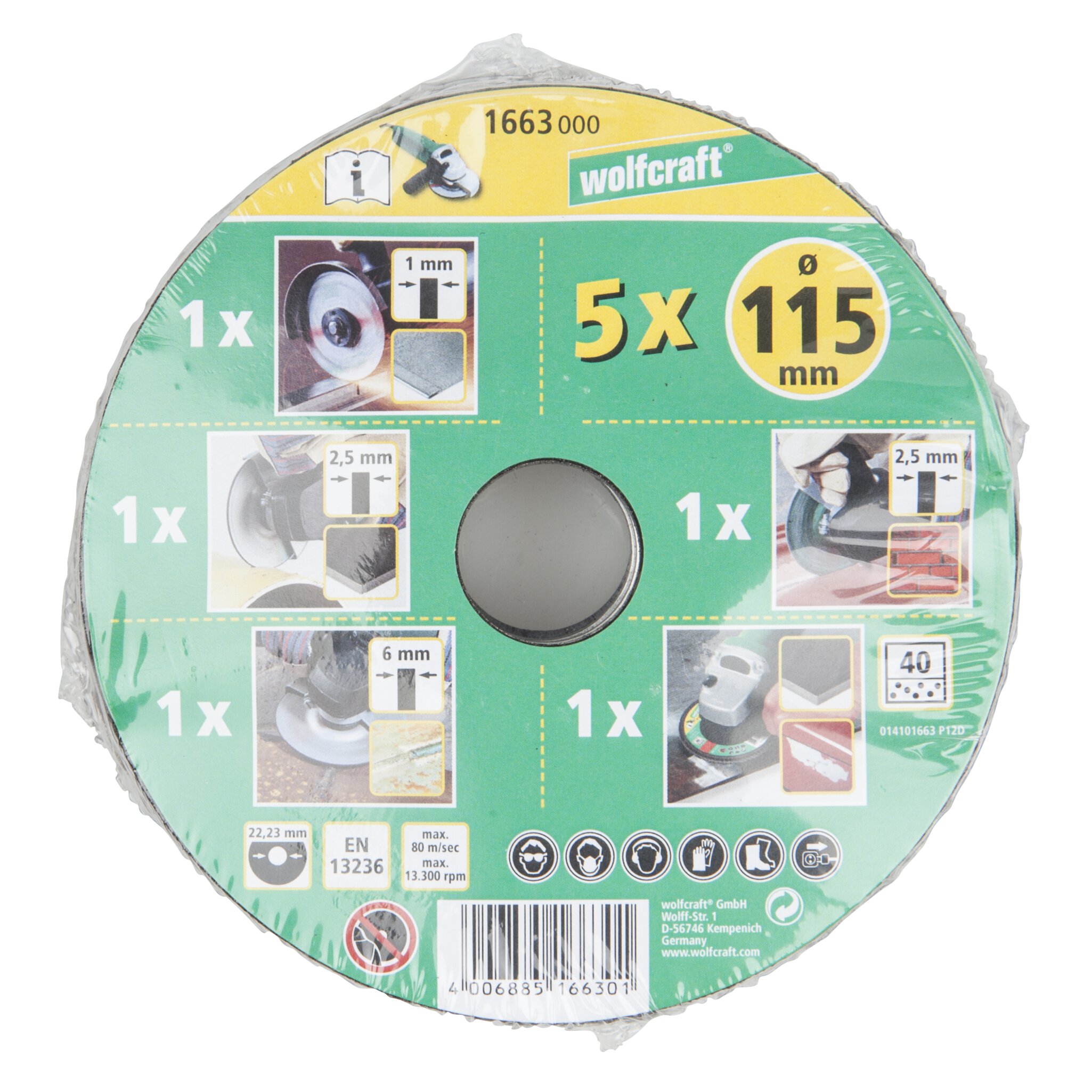 1 conjunto básico para amoladora de ángulo ø 115 mm
