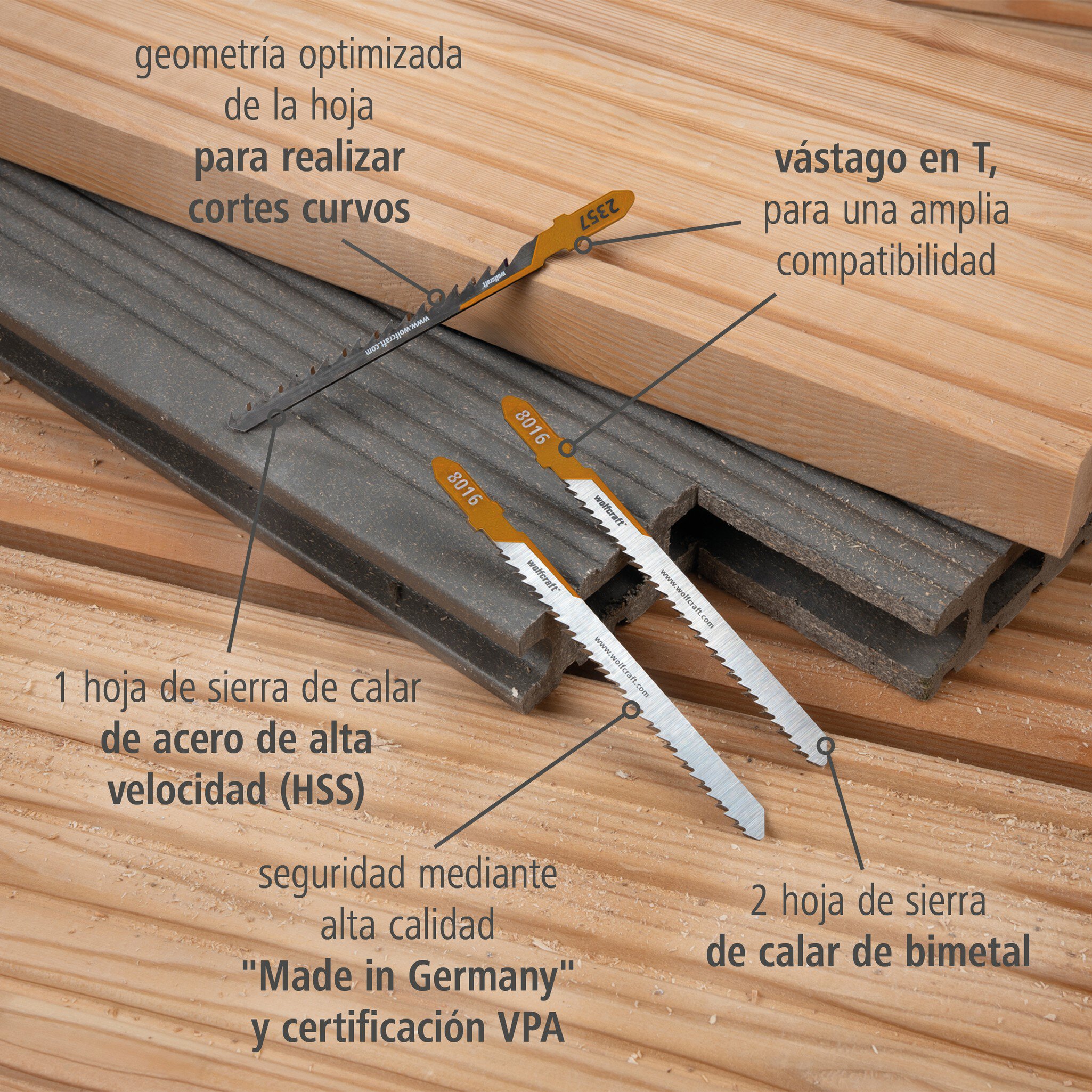 Juego de proyecto de hojas de sierra de calar "Terraza", 3 piezas