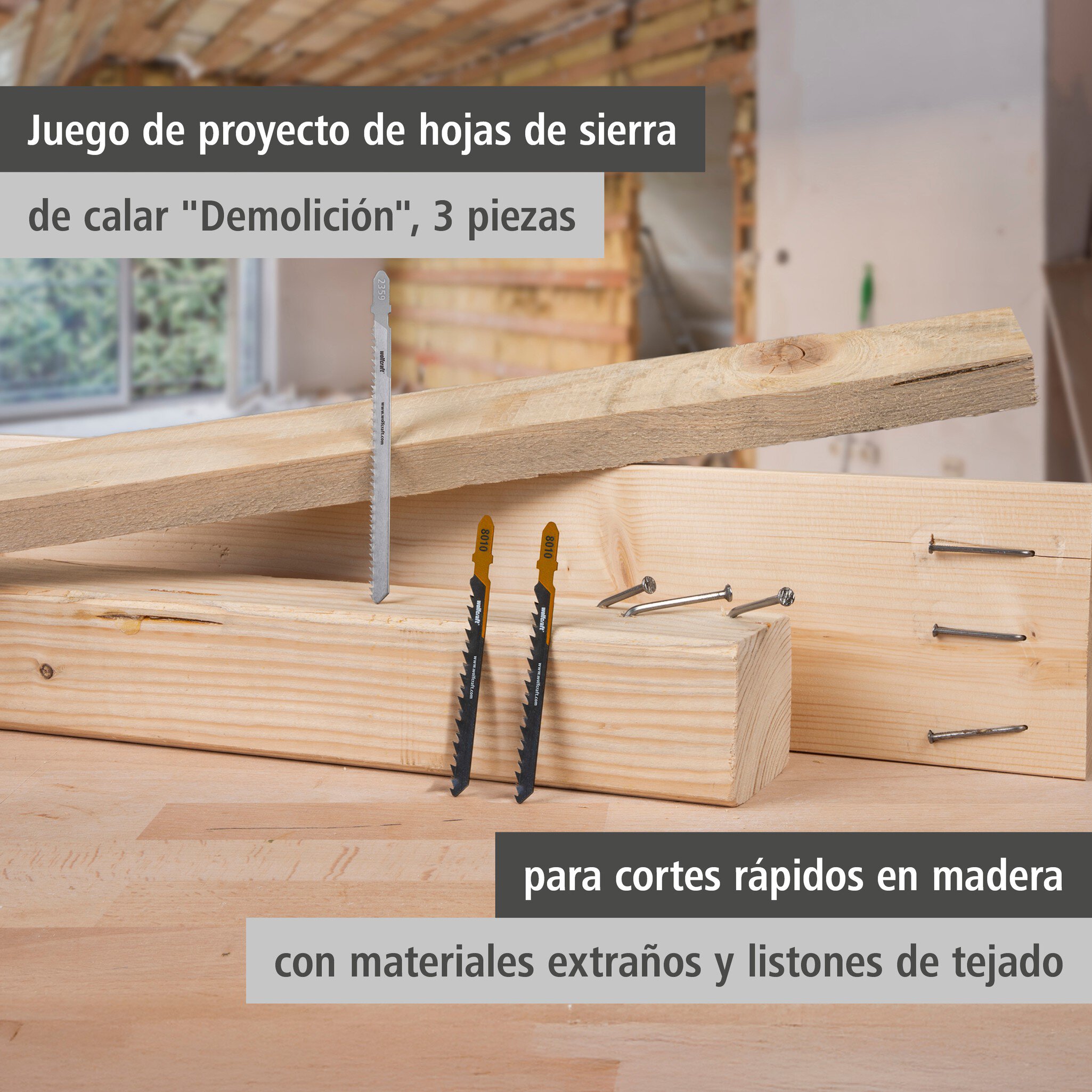 Juego de proyecto de hojas de sierra de calar "Demolición", 3 piezas