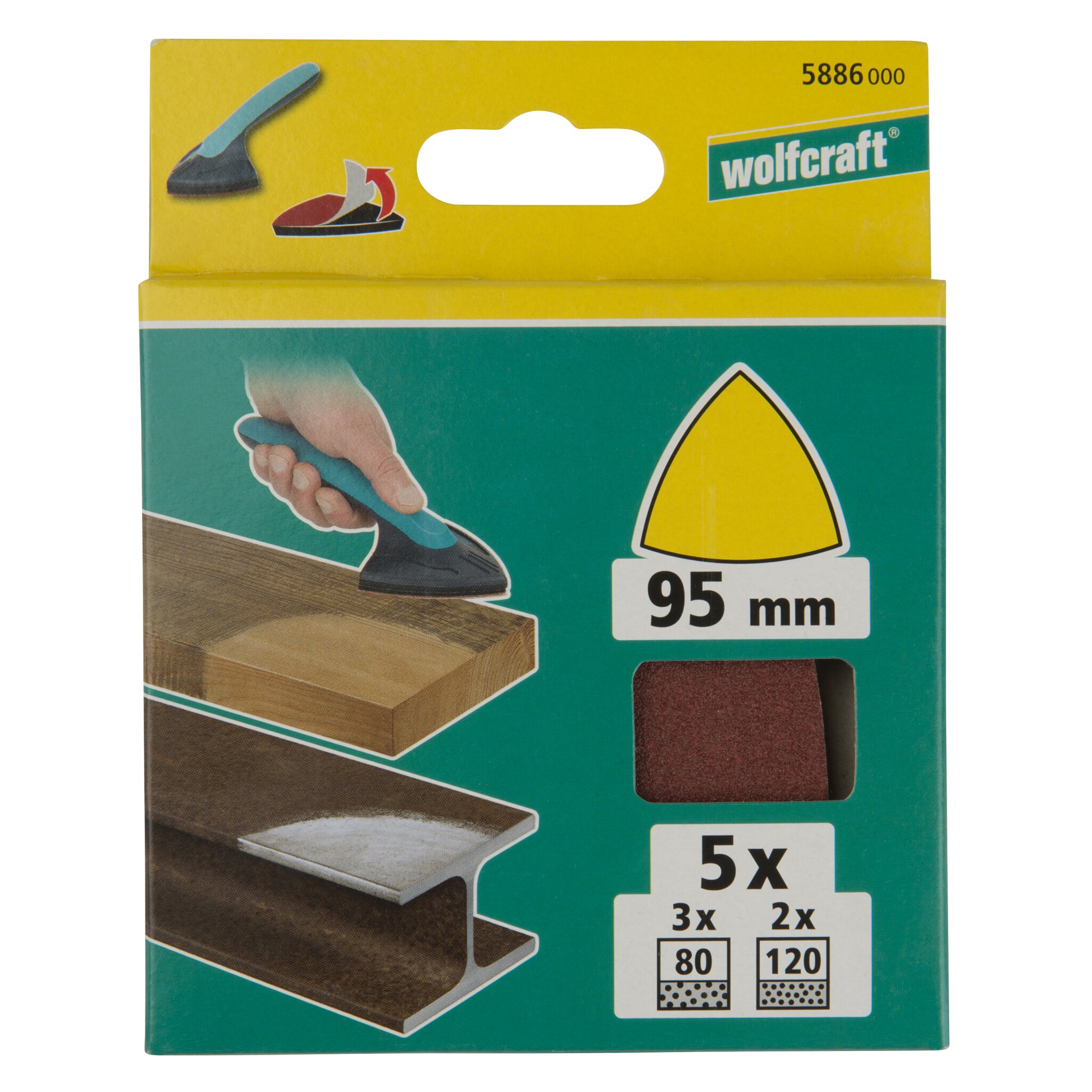 Juego de hojas abrasivas autoadherentes para madera/metal, tamaño de grano: 80/120, 5 piezas