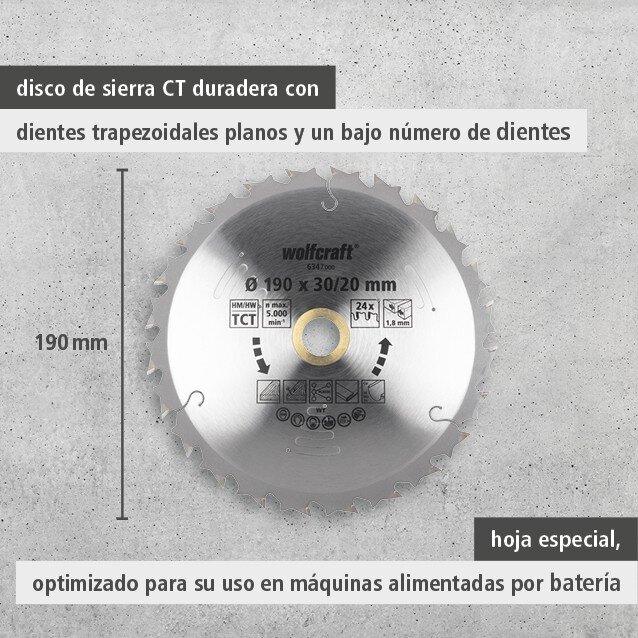 1 disco de sierra circular CT para sierras a batería  ø85x15 mm