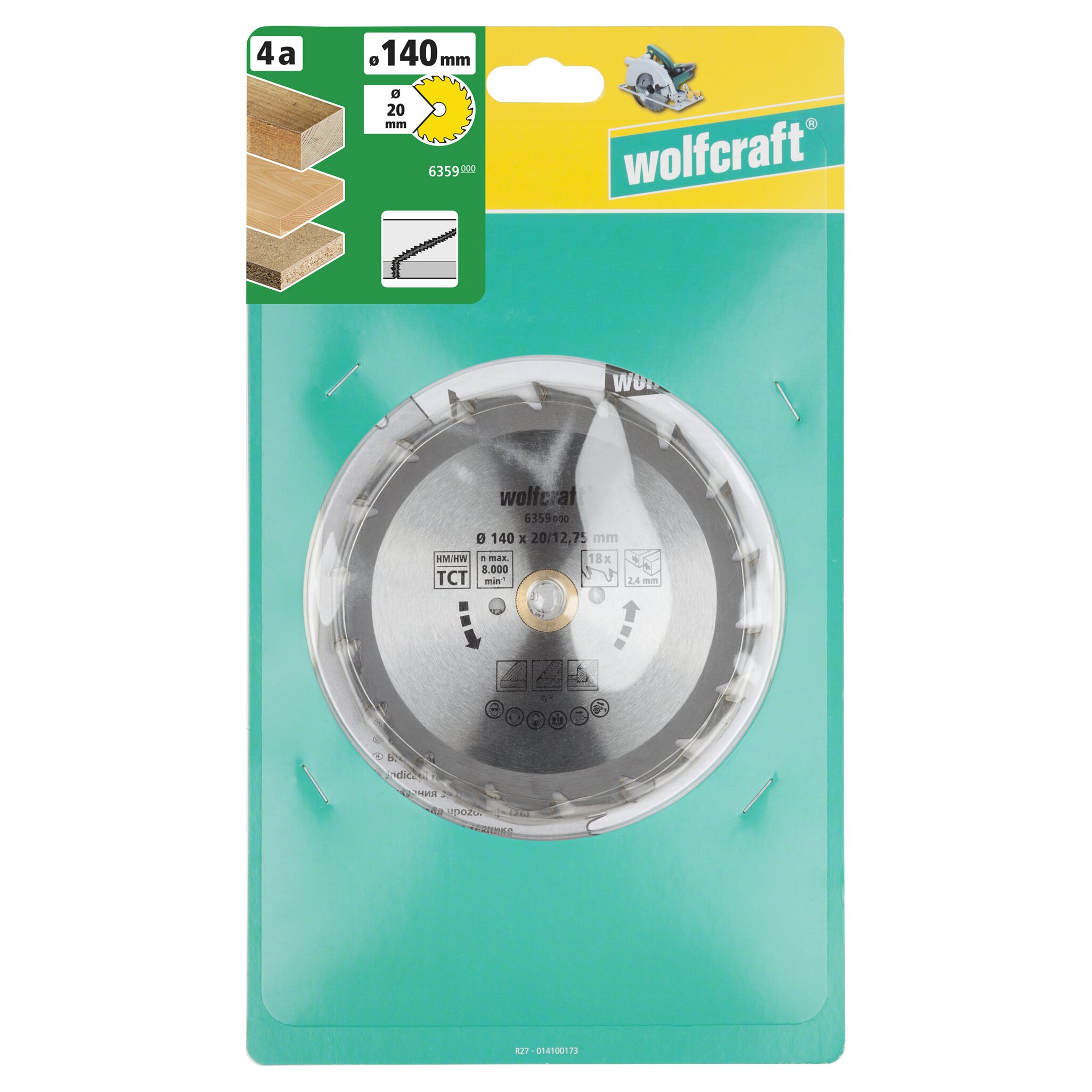 1 disco de sierra circular CV, 18 dientes ø140 mm