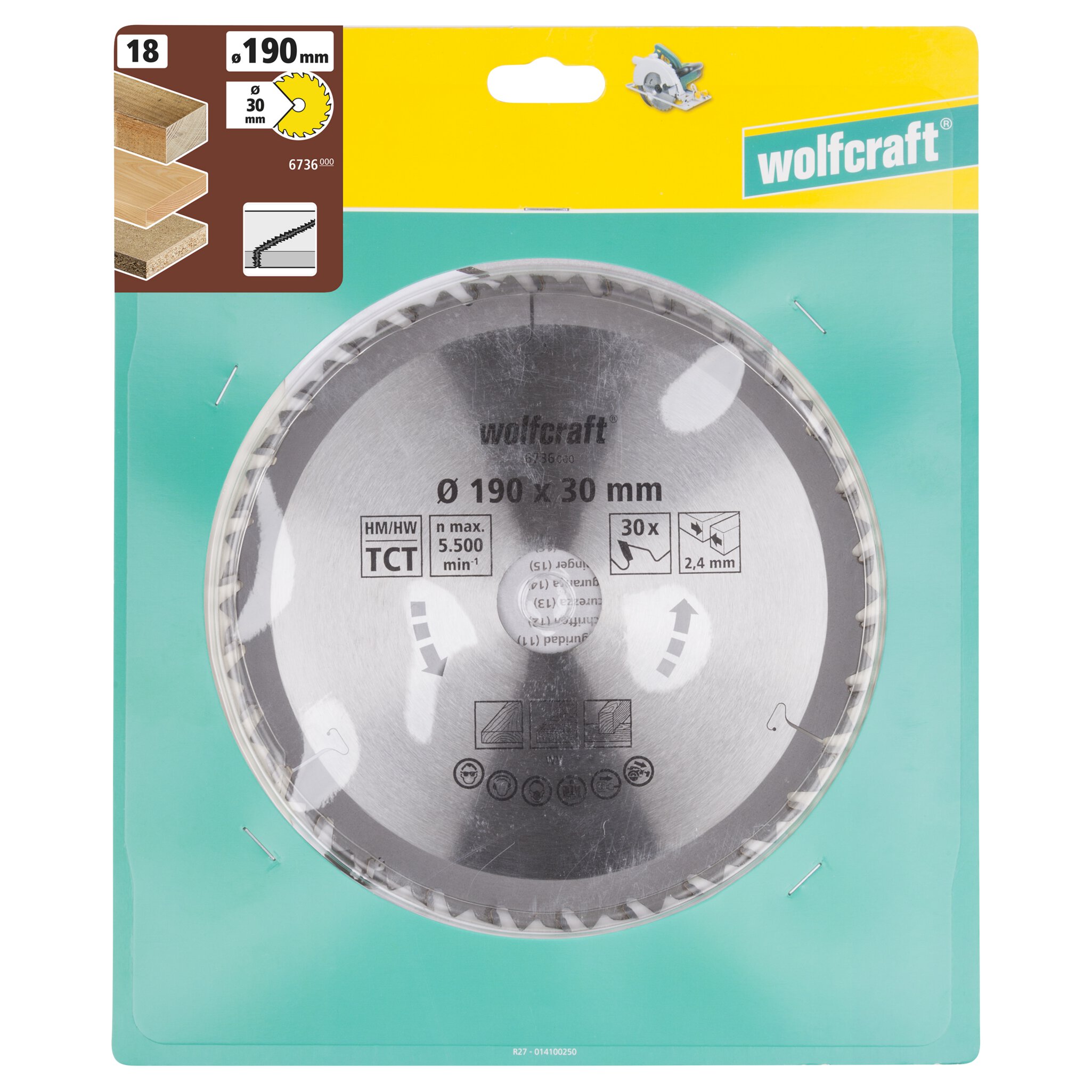 1 disco de sierra circular CT, 30 dientes ø190 mm