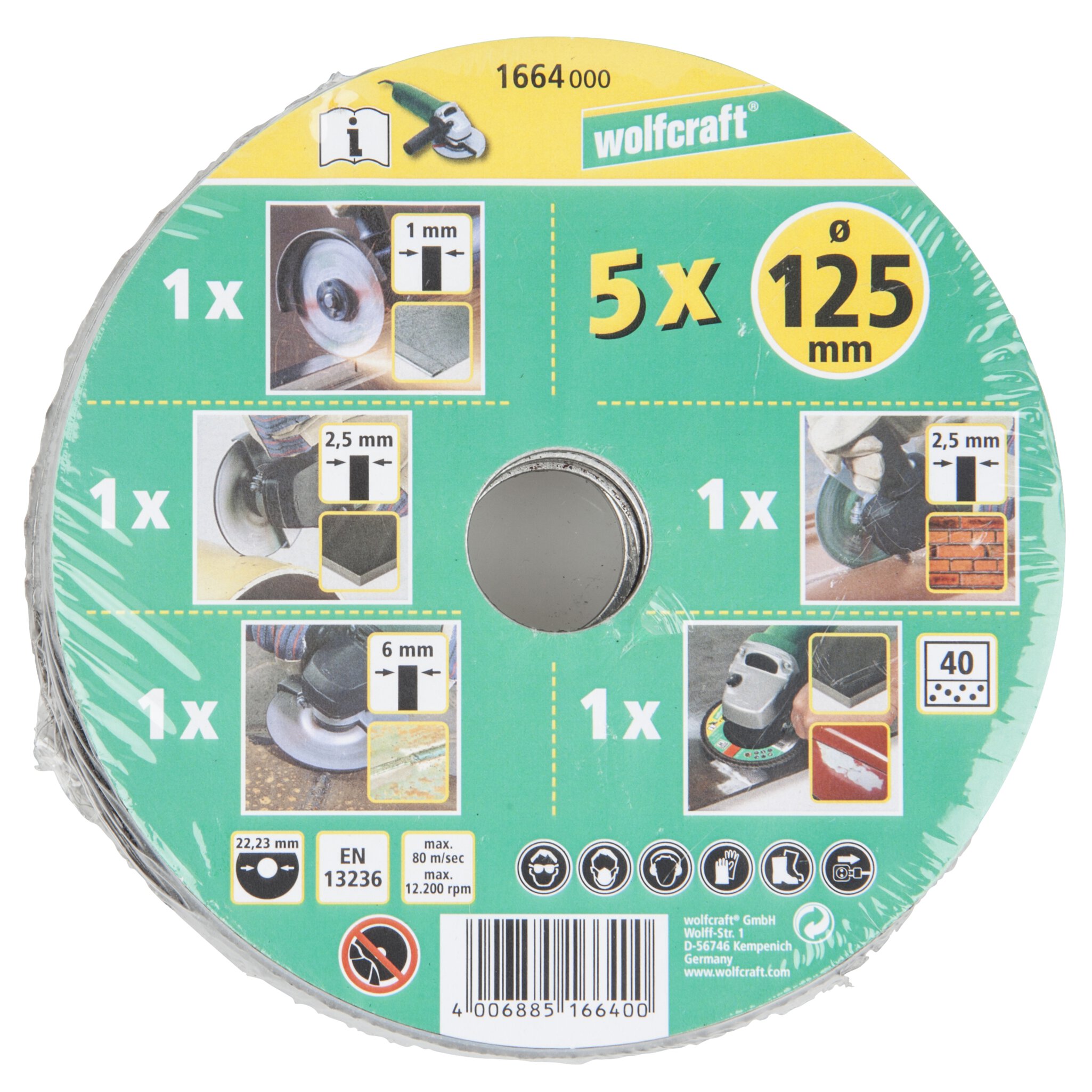 1 conjunto básico para amoladora de ángulo ø 125 mm