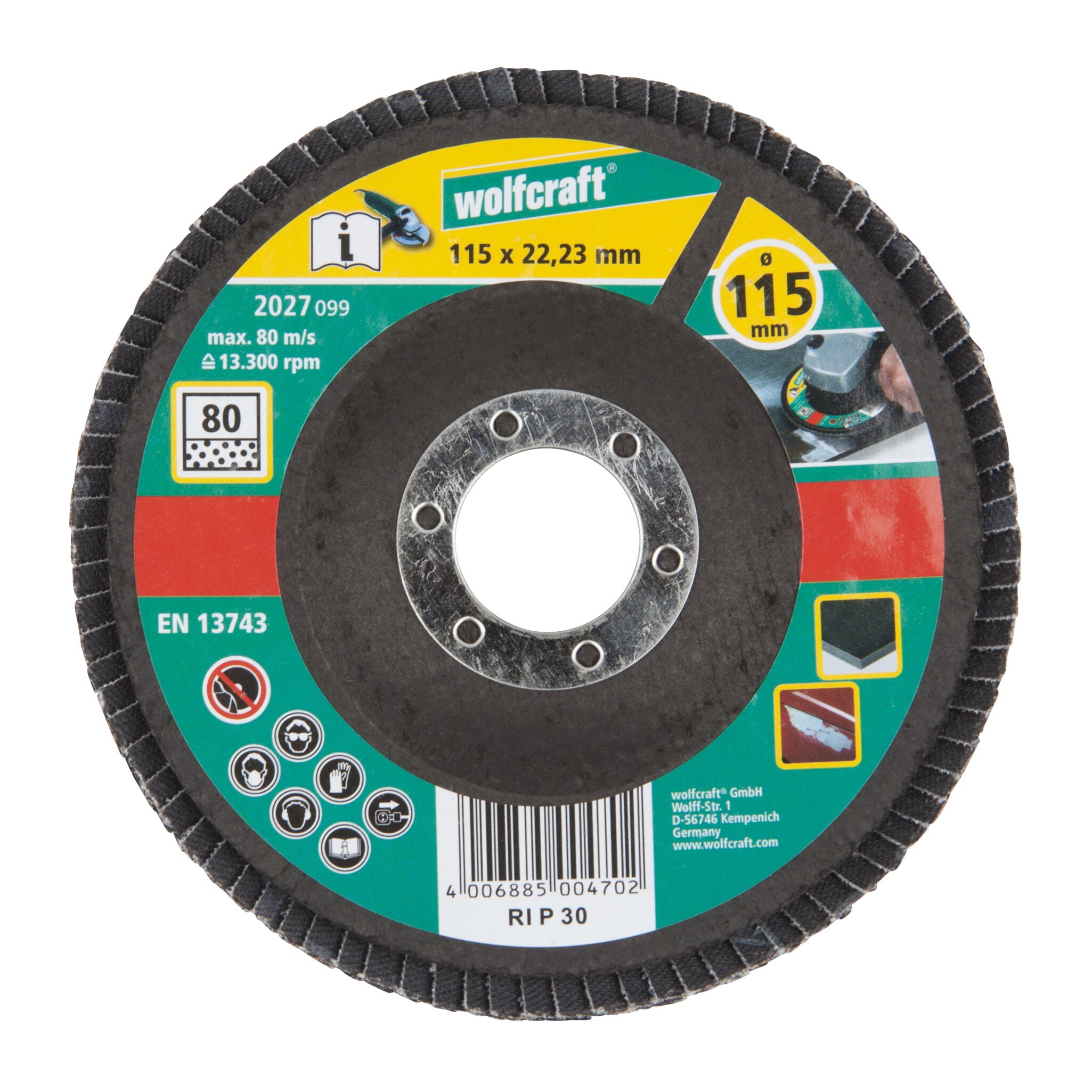 1 disco de láminas abrasivo WS, grano 80 Ø 115 mm