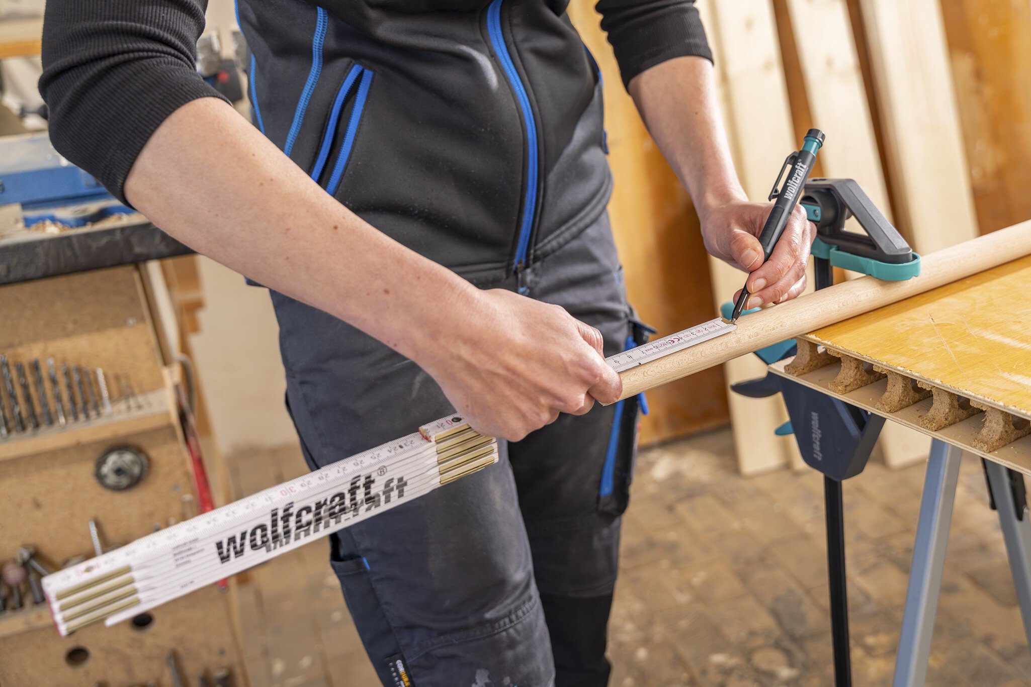1 metro plegable de 2 m en madera de haya