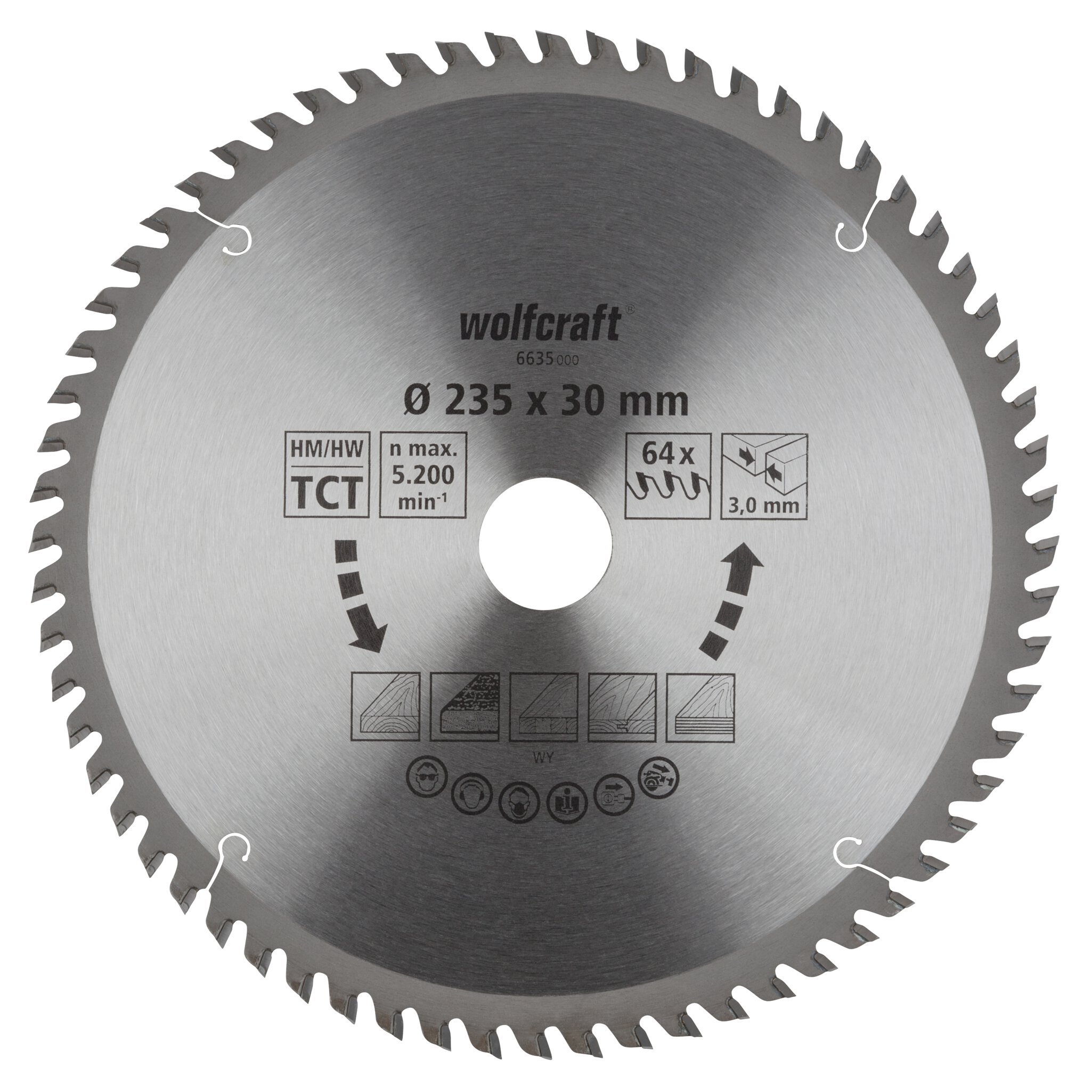 1 disco de sierra circular CT, 64 dientes ø235x30 mm