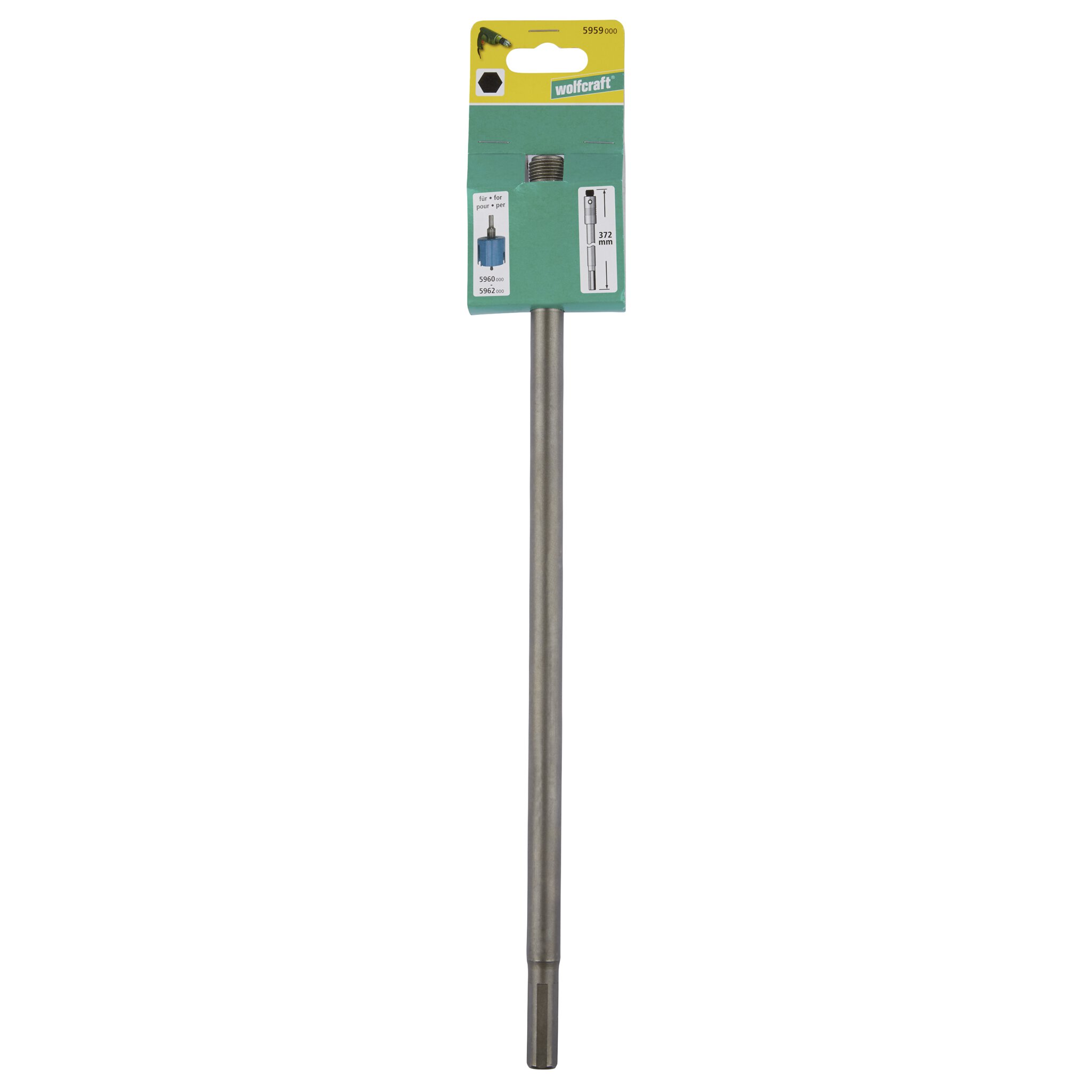 1 adaptador para sierra de corona universal rosca 15,88 mm, l=372 mm