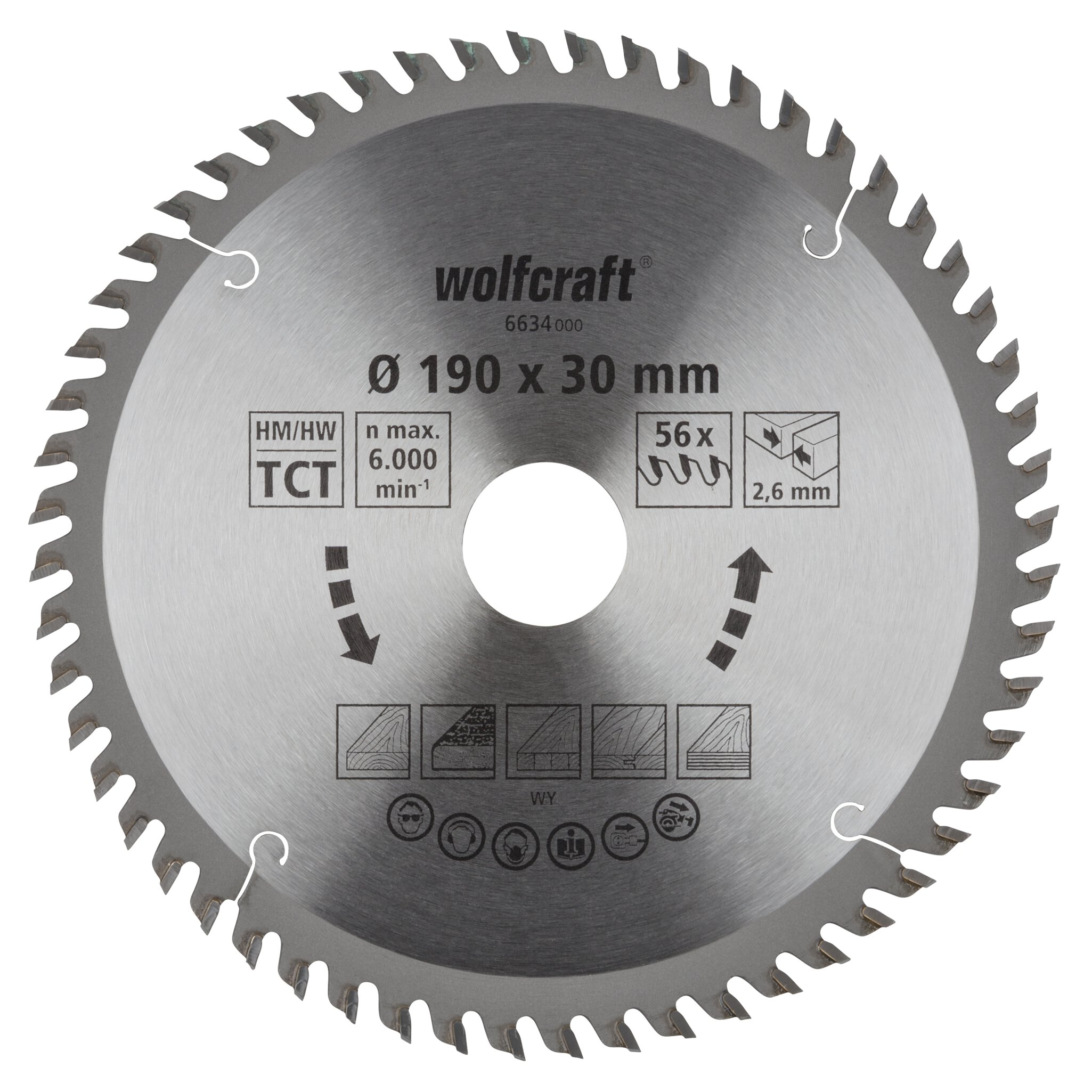 1 disco de sierra circular CT, 56 dientes ø190x30 mm