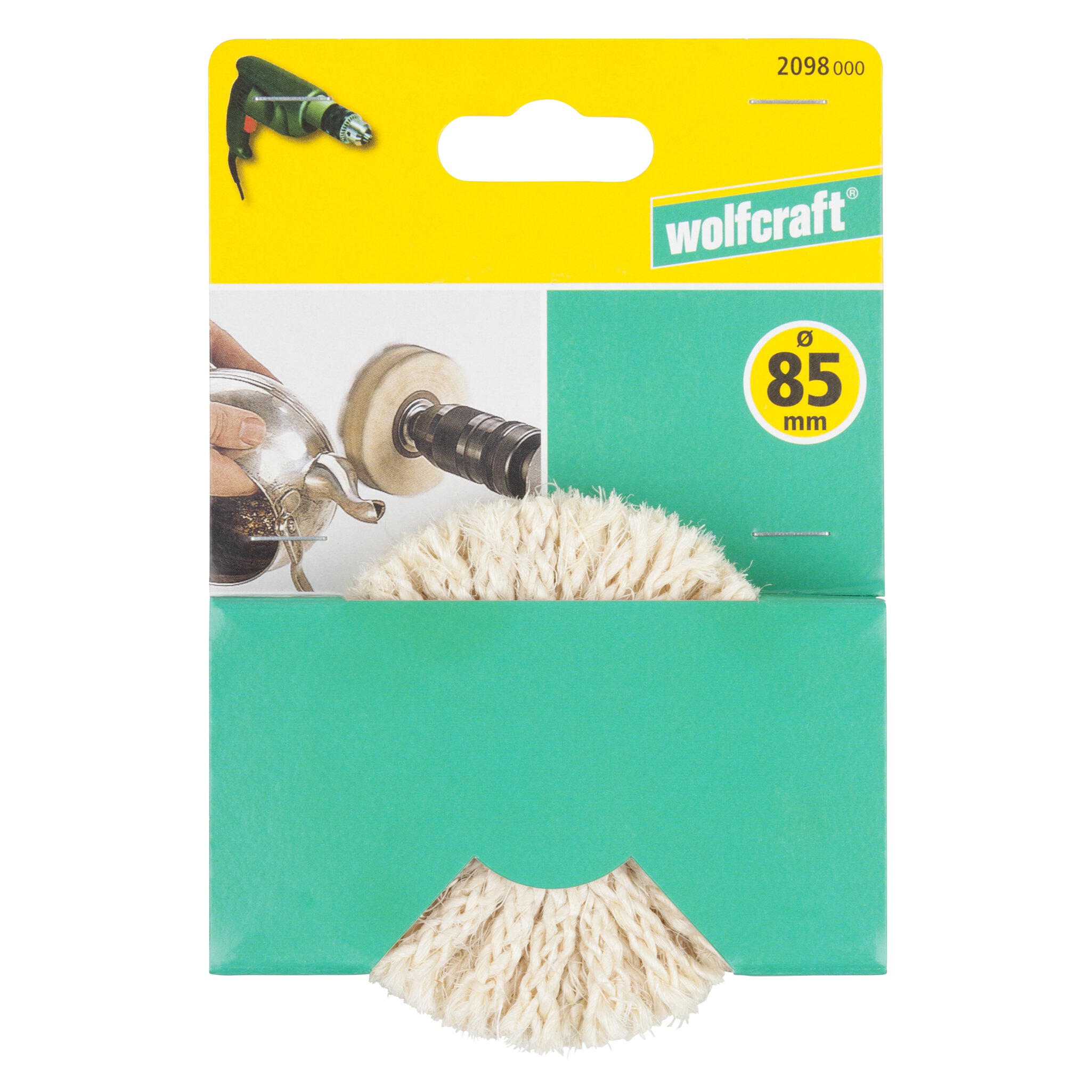 1 cepillo de cuerda sisal, taladro=10 mm, Ø 85 x 20 mm
