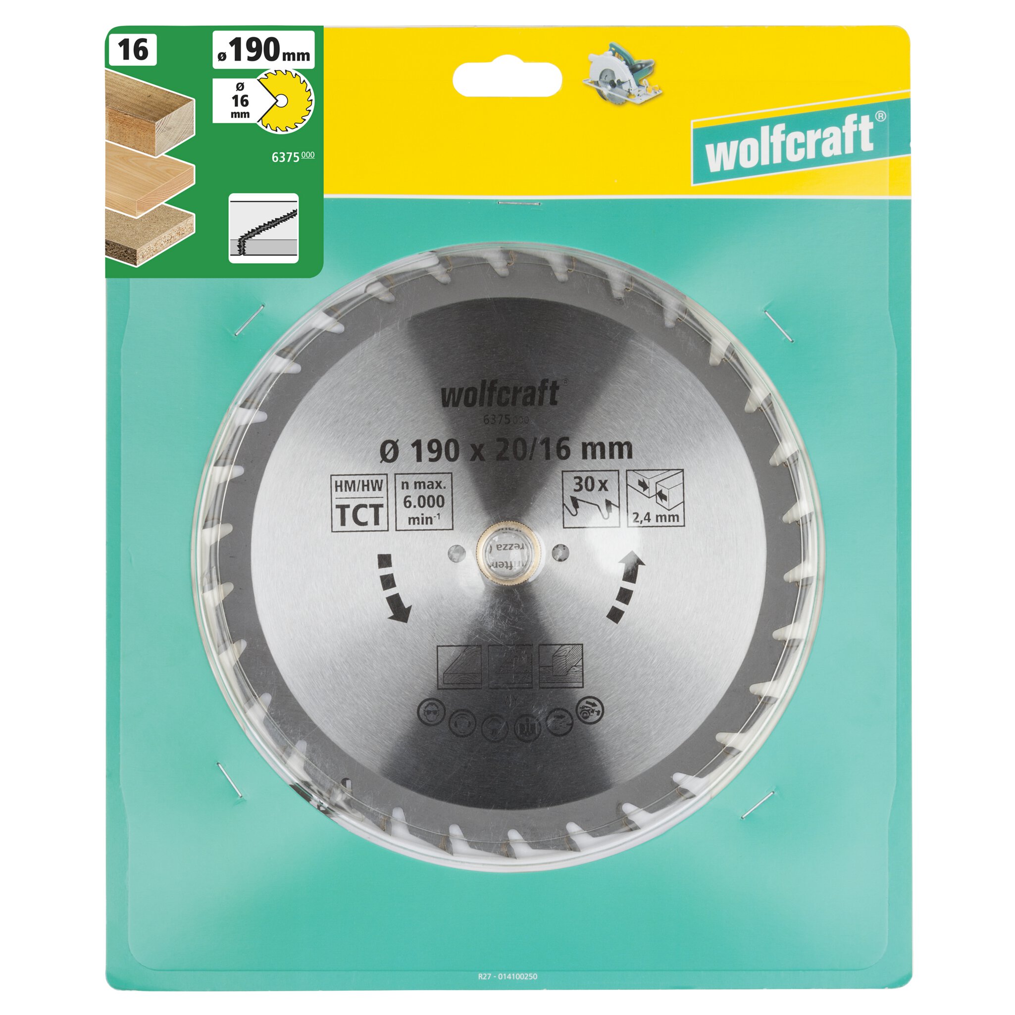 1 disco de sierra circular CT, 30 dientes ø190 mm