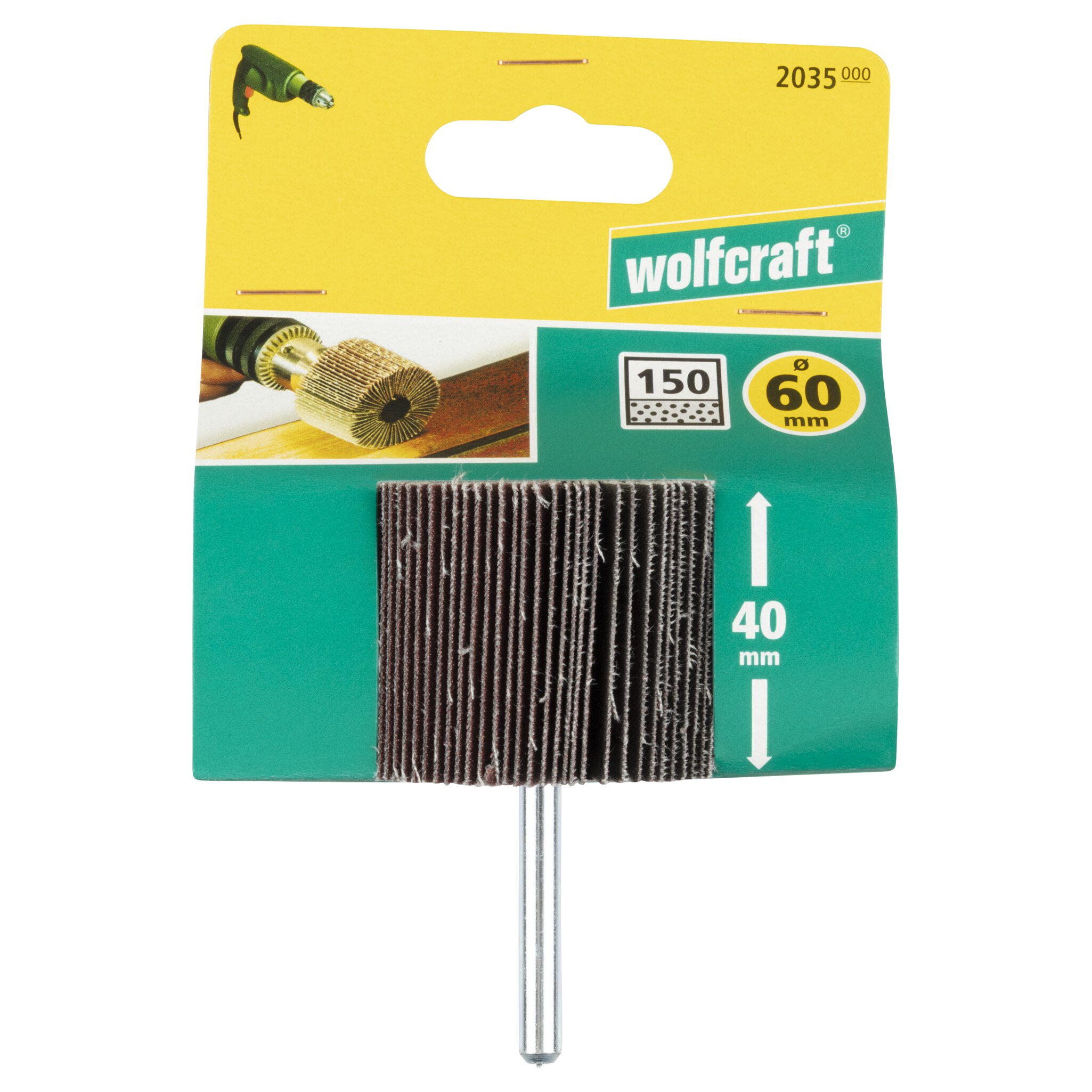 1 cepillo milhojas rectificador, vást. 6 mm, grano 150 ø60 x 40 mm