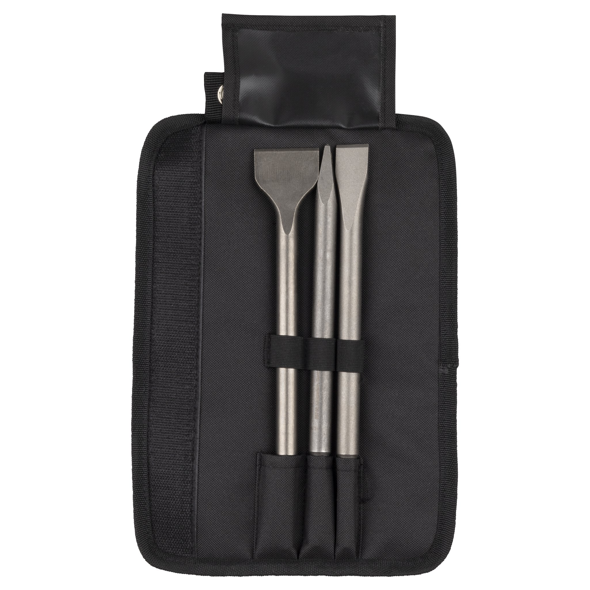 Juego de cinceles SDS-Plus, 3 piezas, en bolsa enrollable