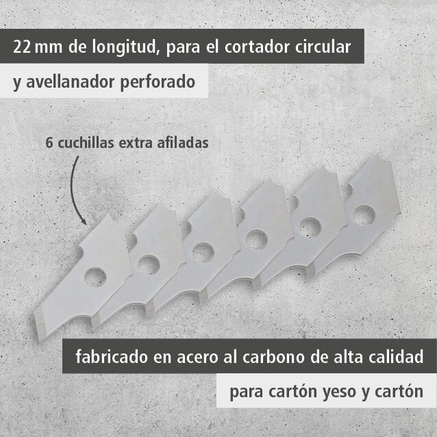 6 cuchillas, 22 mm