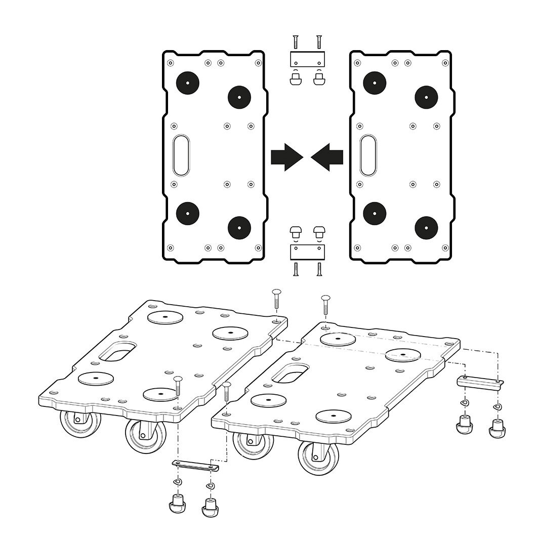 2 plataformas para muebles, forma de puzle para ampliaciones, FT400