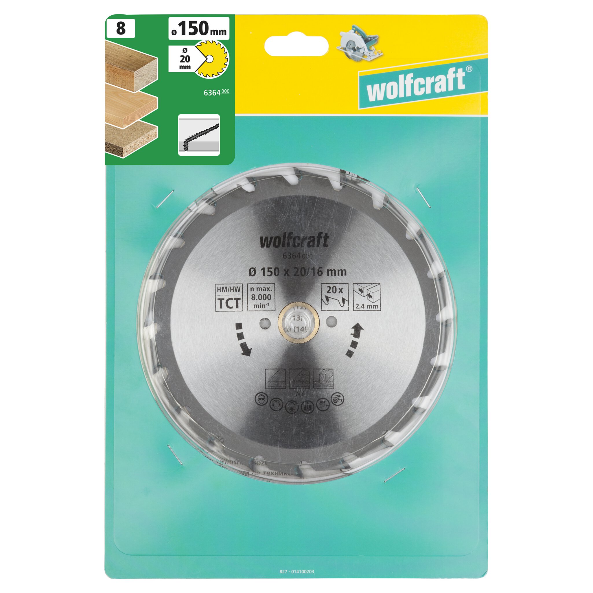 1 disco de sierra circular CV, 20 dientes ø150 mm
