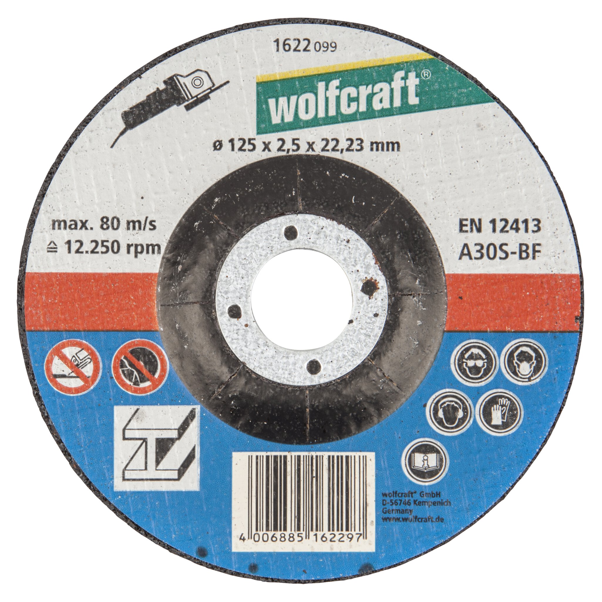 1 disco para cortar metales con el centro rebajado ø 125x2,5x22,2 mm