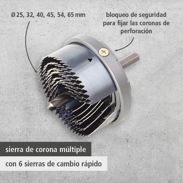 1 sierra de corona standard de Ø 25, 32, 40, 45, 54, 65 mm