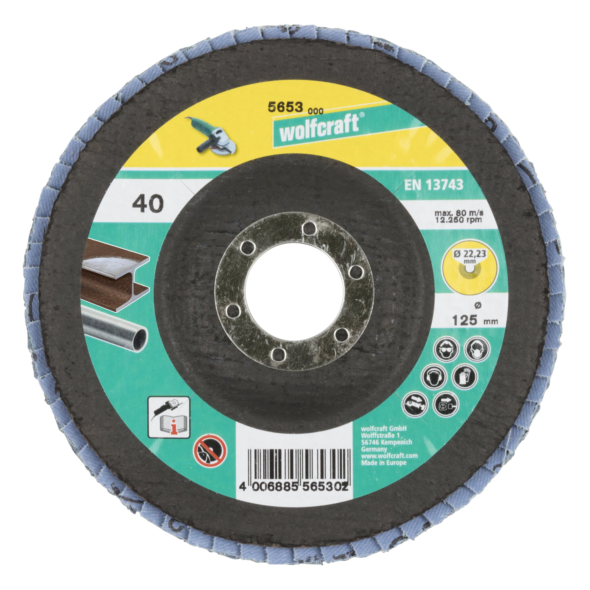 1 disco de láminas abrasivo para amoladora angular grano 40 Ø125mm