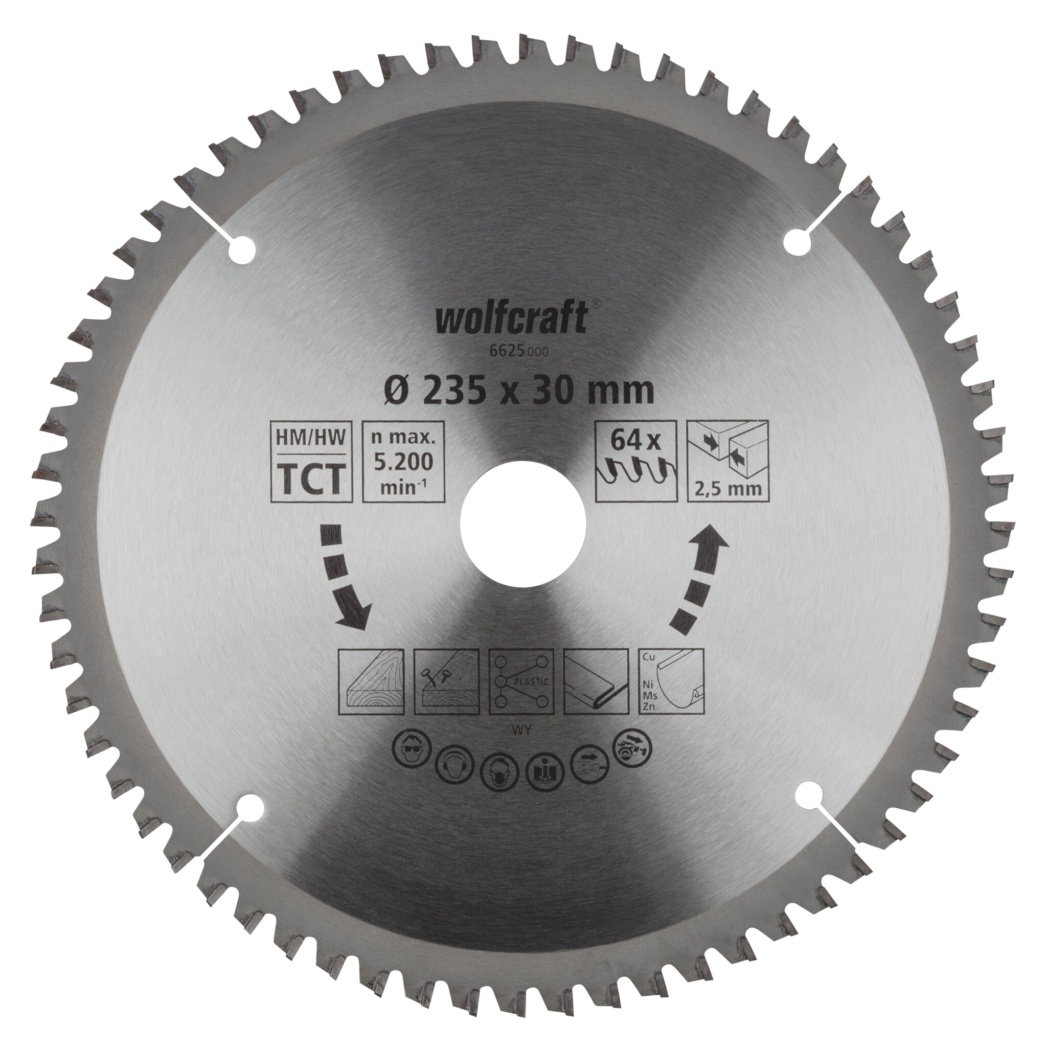 1 disco de sierra circular CT, 64 dientes ø235x30 mm