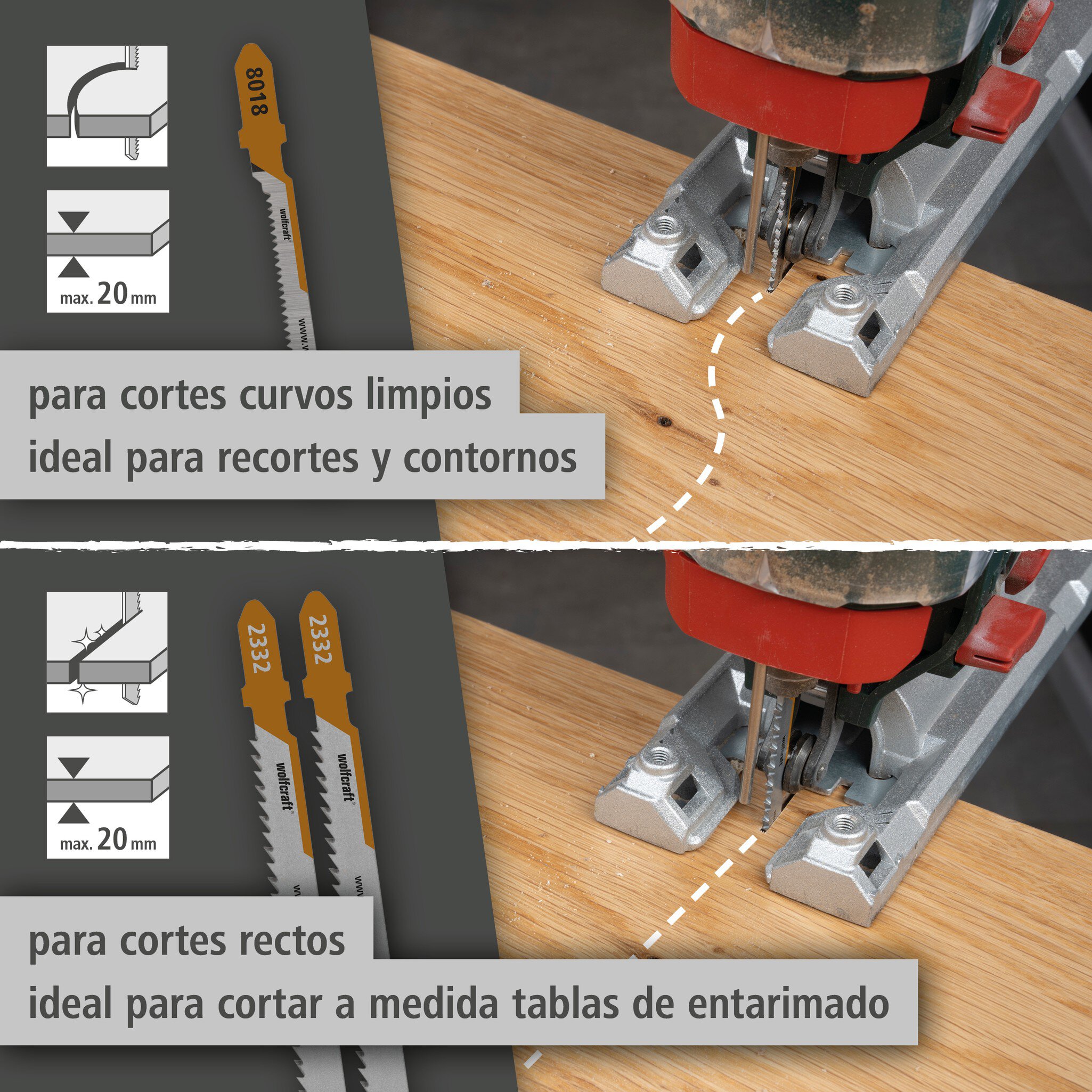 Juego de proyecto de hojas de sierra de calar "Entarimado", 3 piezas