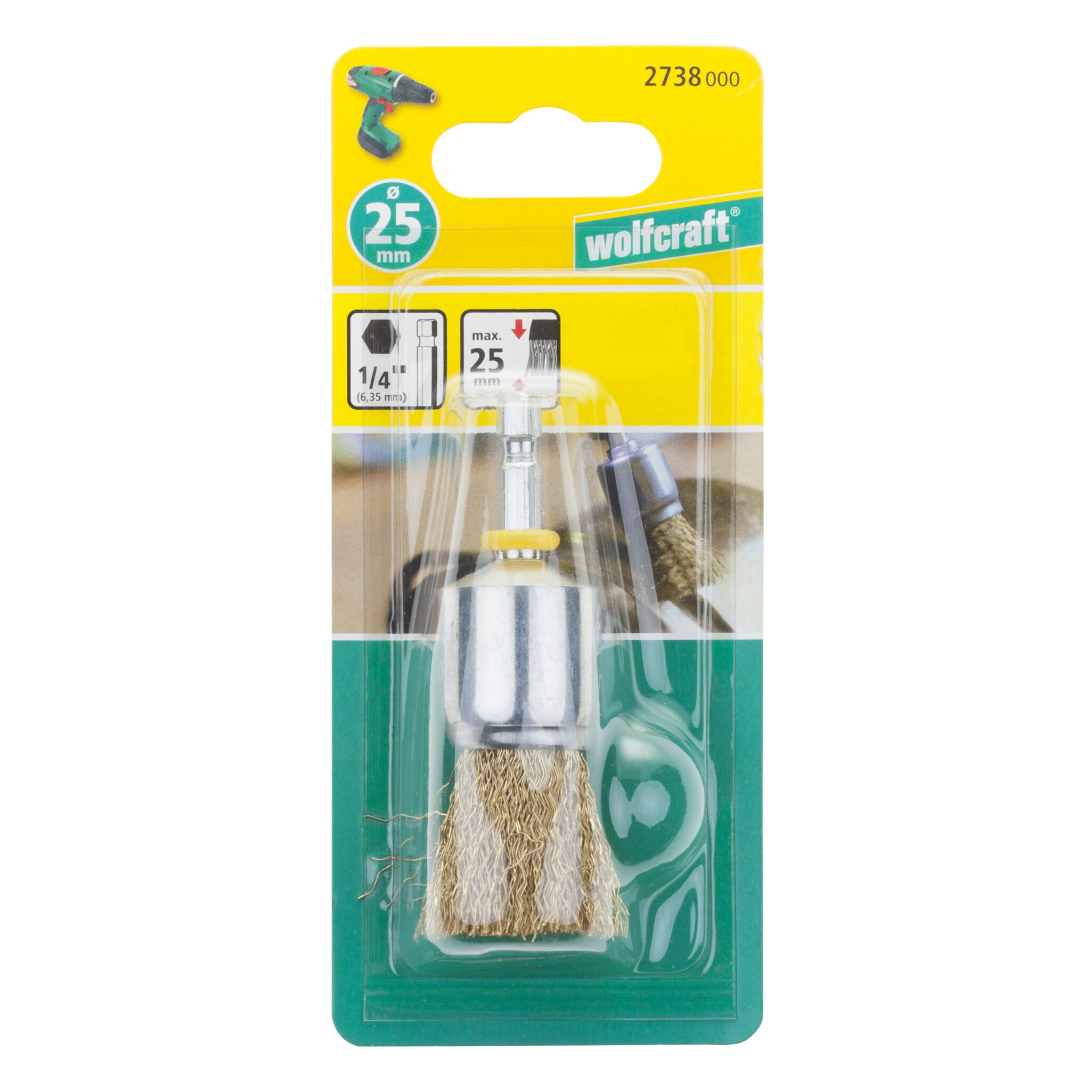 1 cepillo de pincel de alambre de latón vást. hexagonal Ø 25 mm