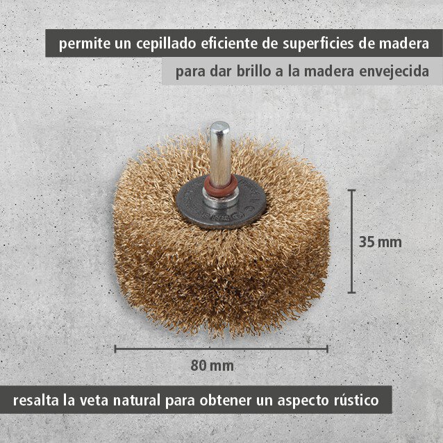 1 cepillo para estructurar madera, vást. 8 mm ø80x35mm